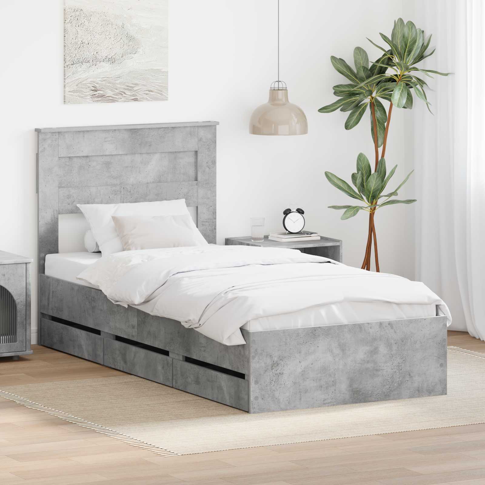 Krevetna konstrukcija s ladicama Betonski sivi 75 x 190 cm