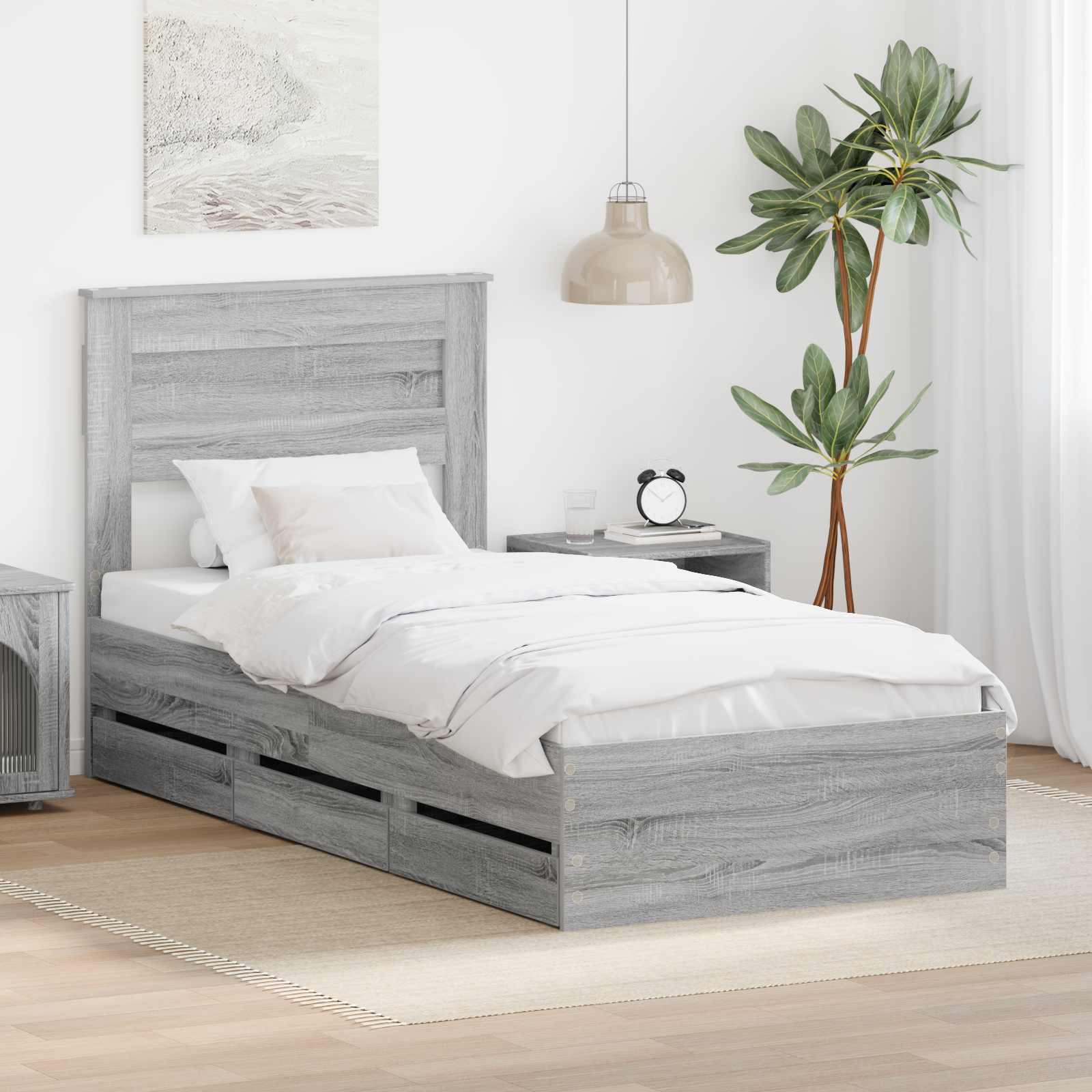 Krevetna konstrukcija Siva Sonoma 75 x 190 cm Inženjersko Drvo