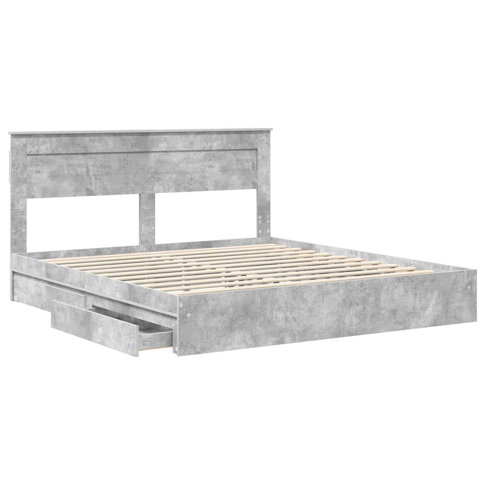 Krevet s od storage s uzglavljem Betonski sivi 200 x 200 cm