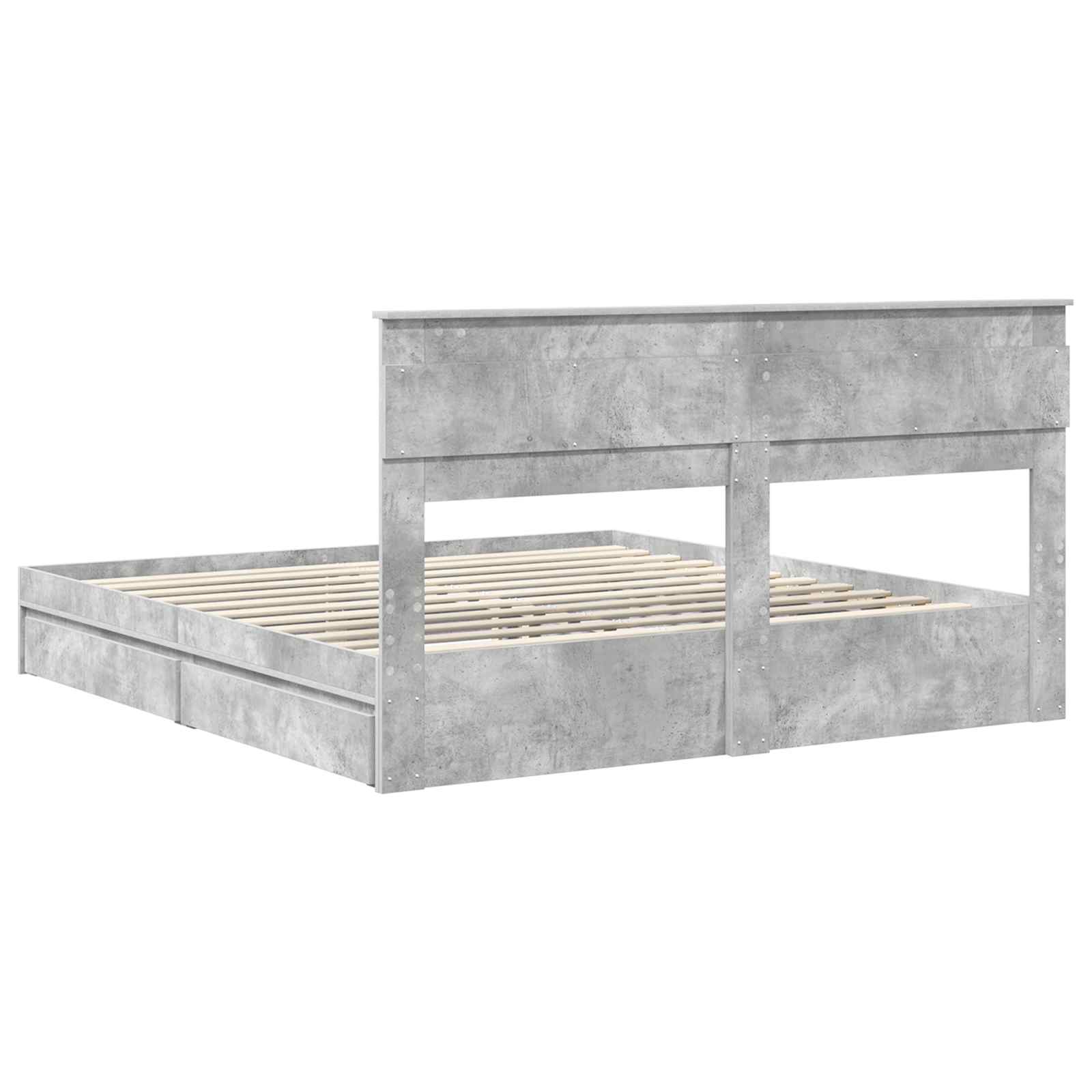 Krevet s od storage s uzglavljem Betonski sivi 200 x 200 cm