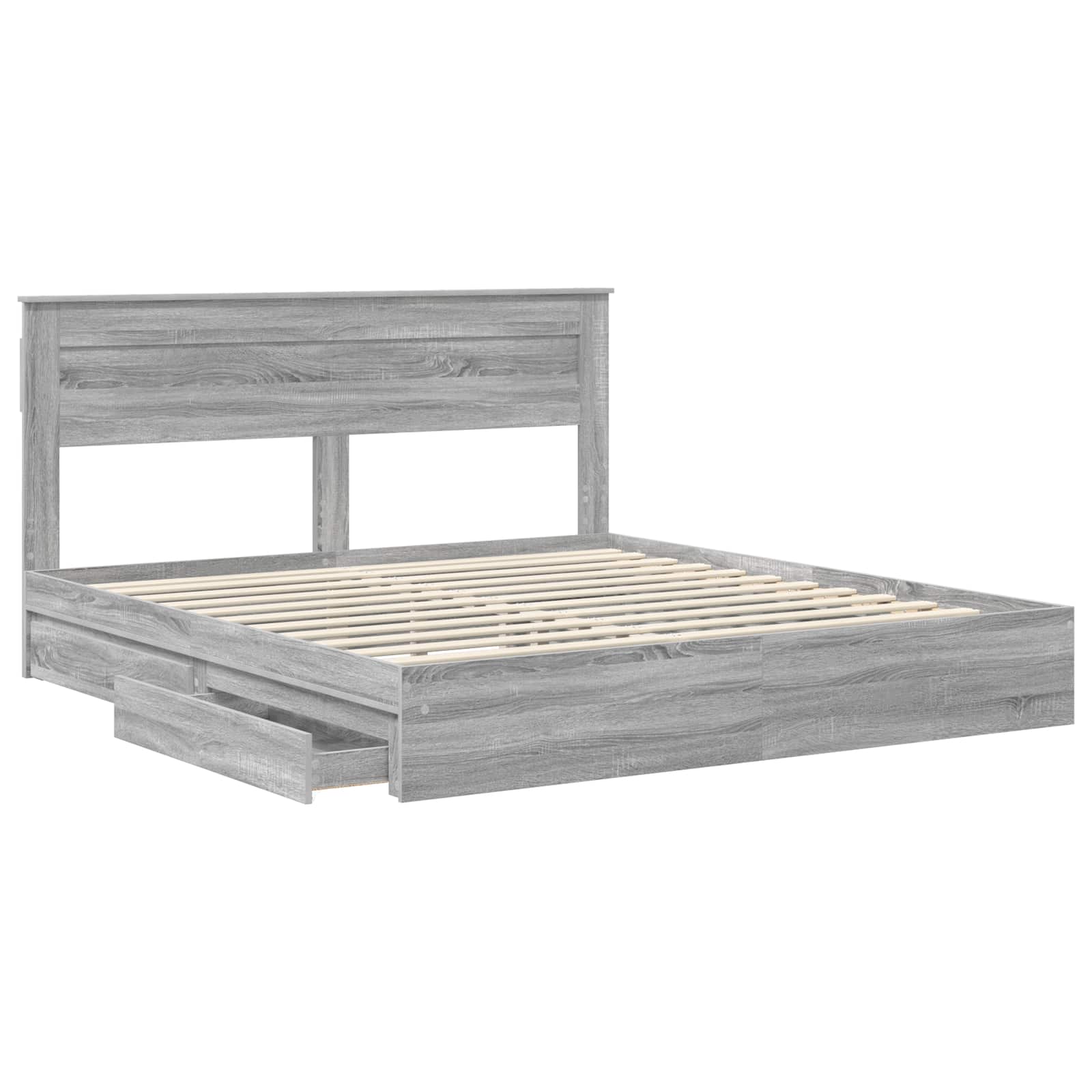 Krevet s od storage Siva Sonoma 200 x 200 cm Konstruirano drvo