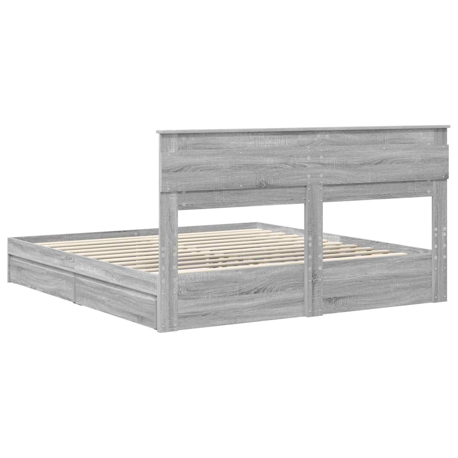 Krevet s od storage Siva Sonoma 200 x 200 cm Konstruirano drvo