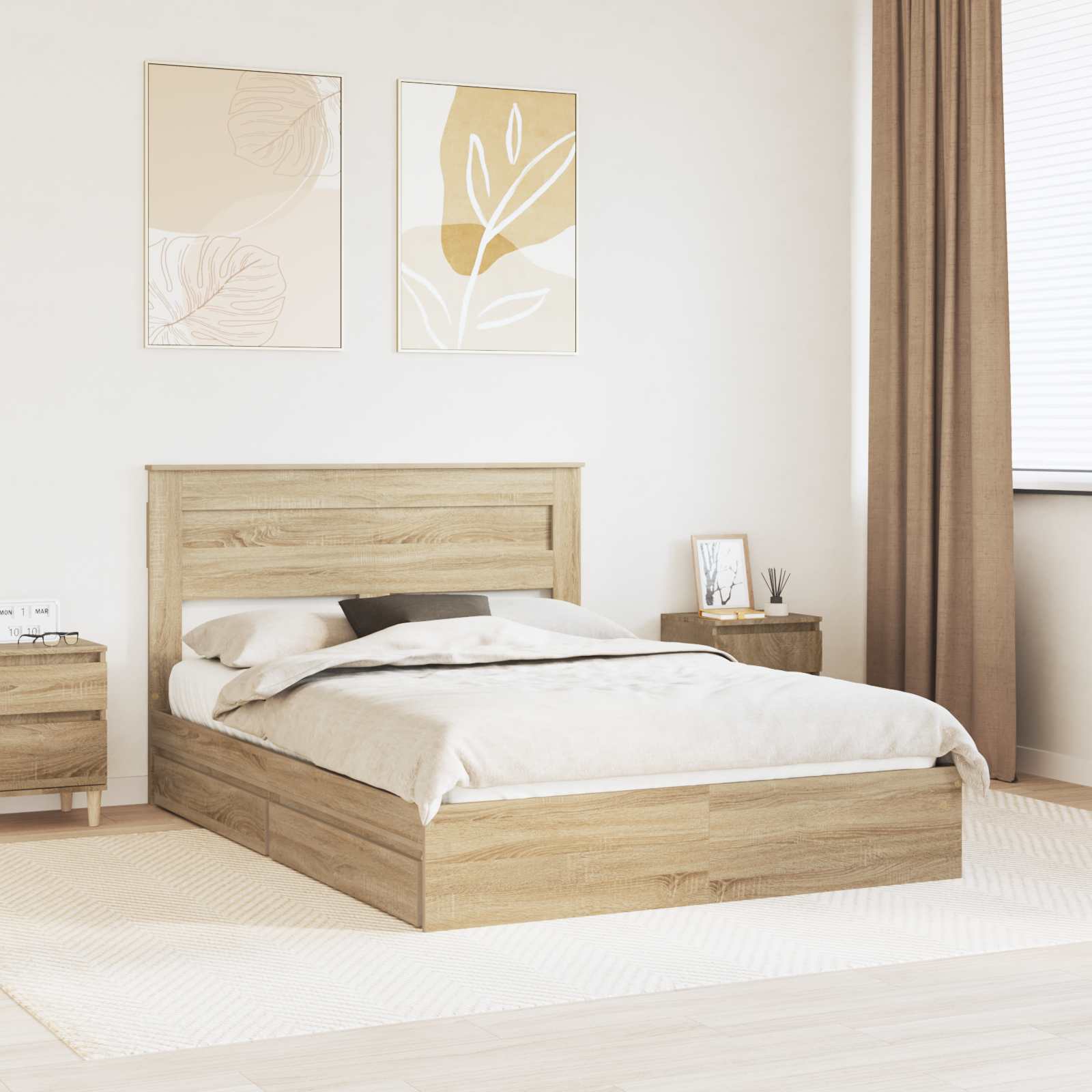 Krevet s od storage Sonoma hrast 160 x 200 cm Konstruirano drvo