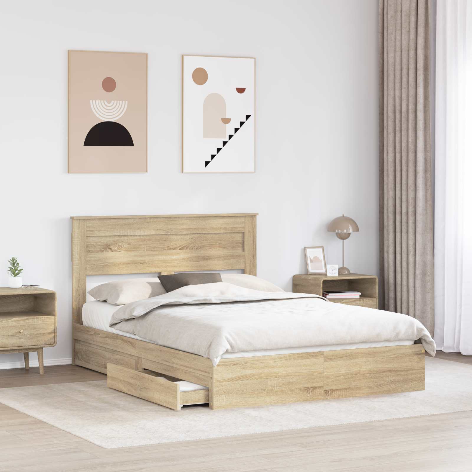 Krevet s od storage Sonoma hrast 150 x 200 cm Konstruirano drvo