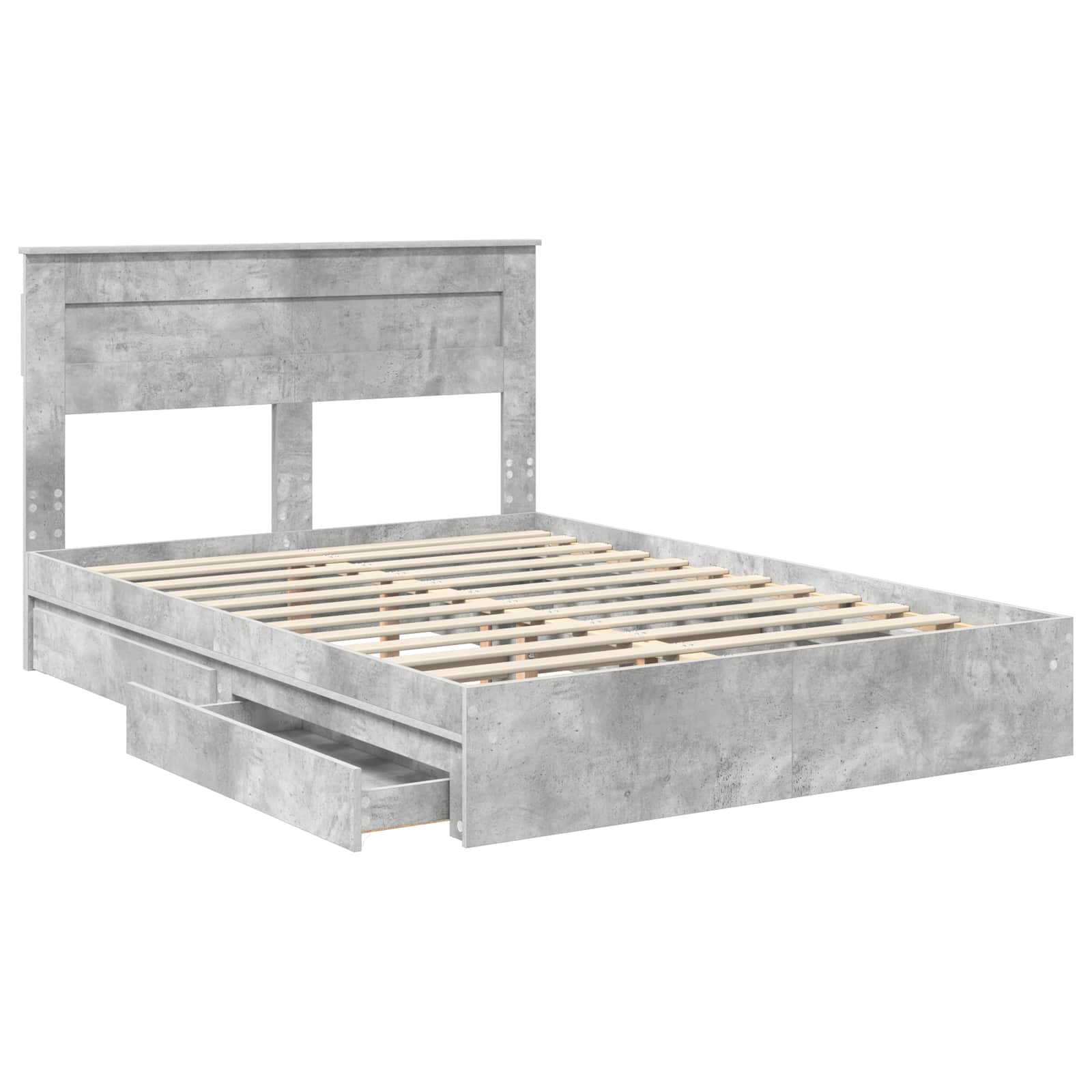 Krevet s od storage s uzglavljem Betonski sivi 150 x 200 cm
