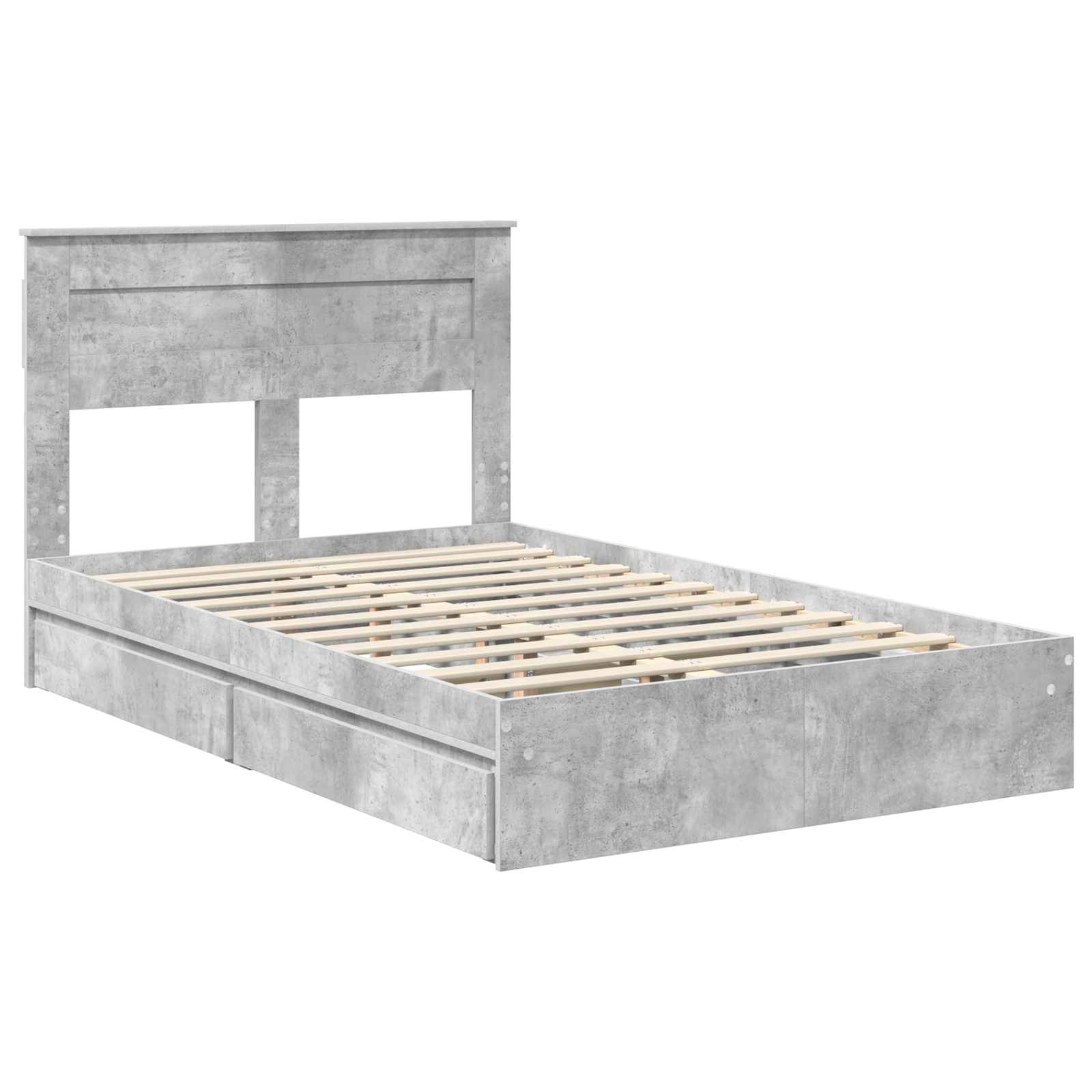 Krevet s od storage s uzglavljem Betonski sivi 135 x 190 cm