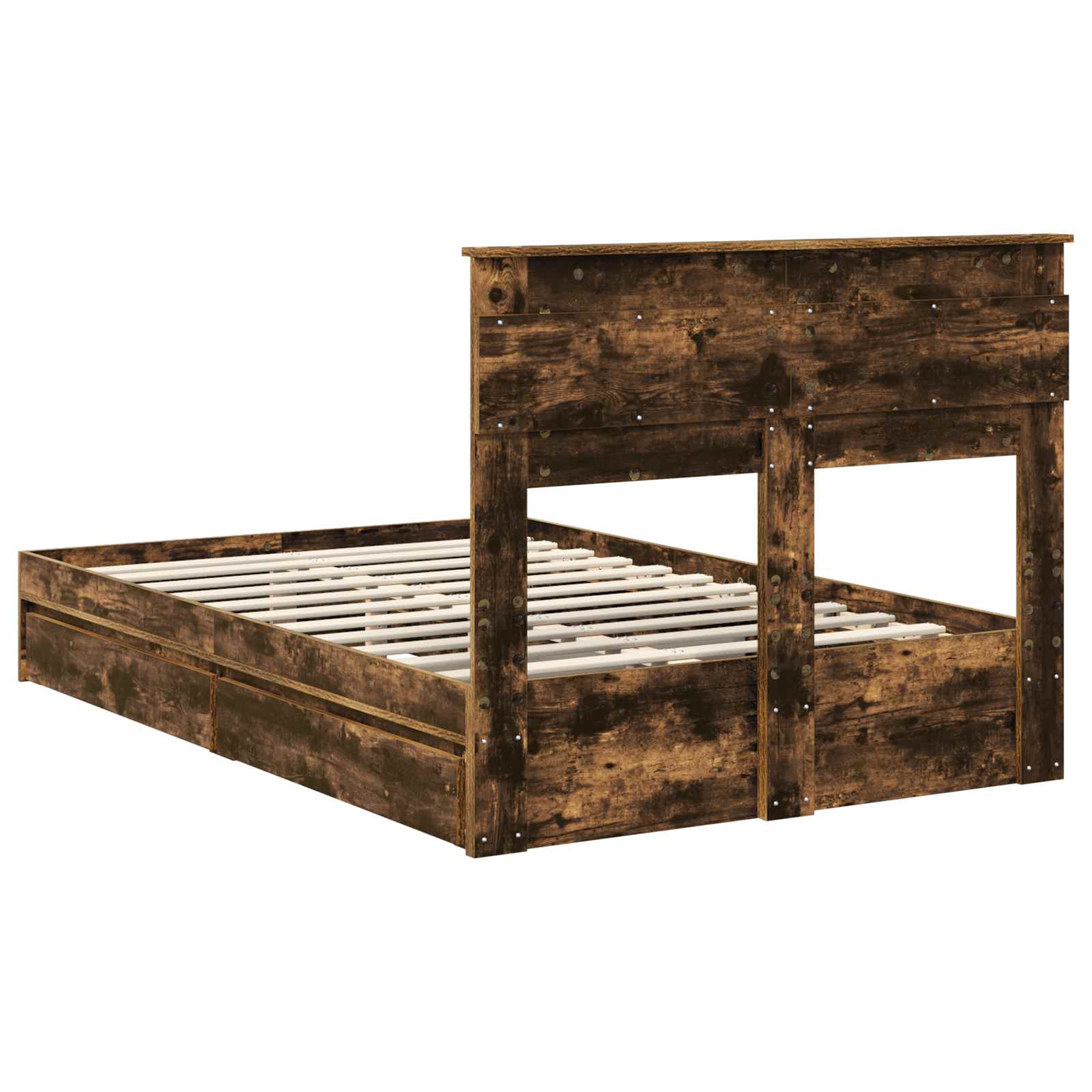 Krevet s od storage s uzglavljem Dimljeni hrast 135 x 190 cm