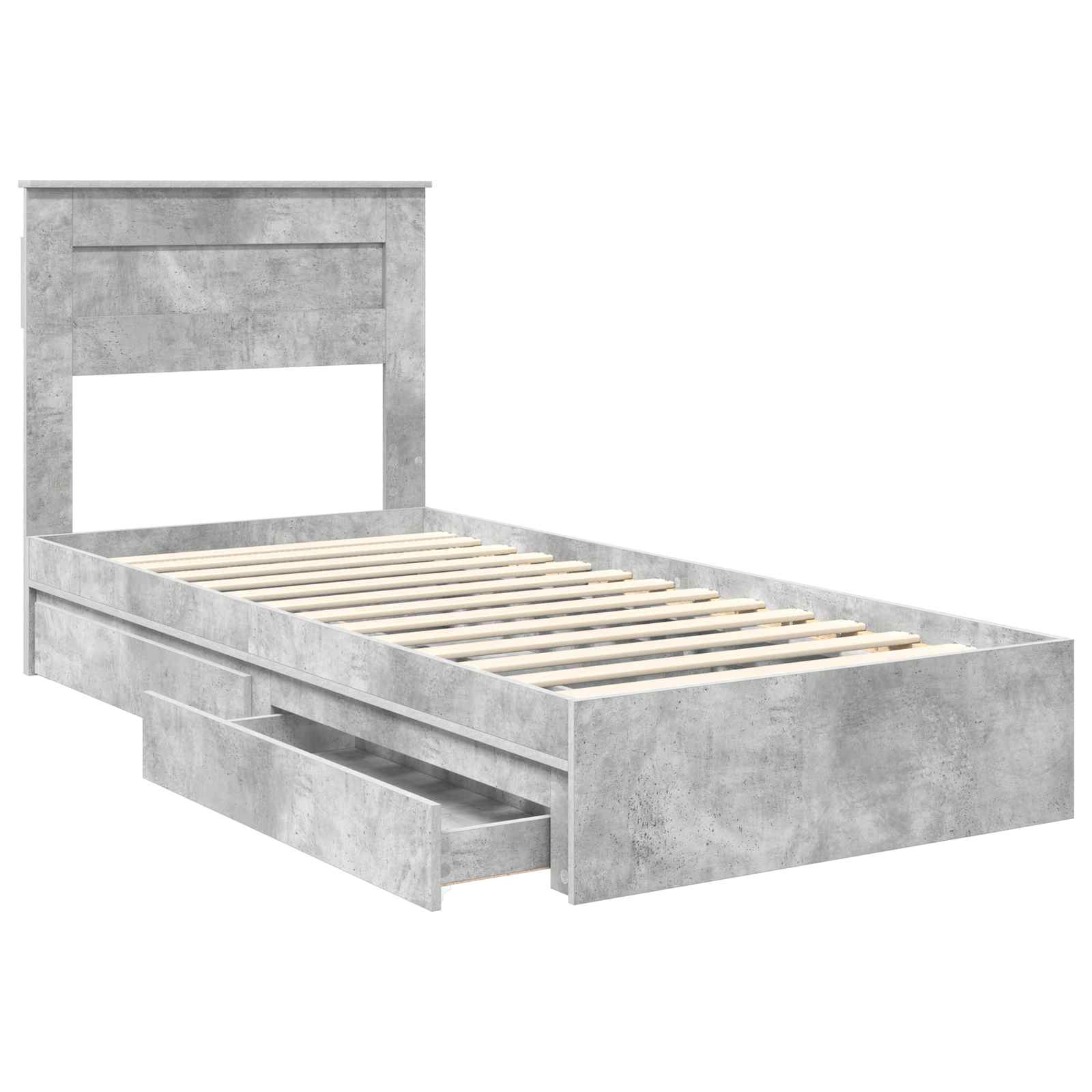 Krevet s od storage Betonski sivi 90 x 190 cm Konstruirano drvo