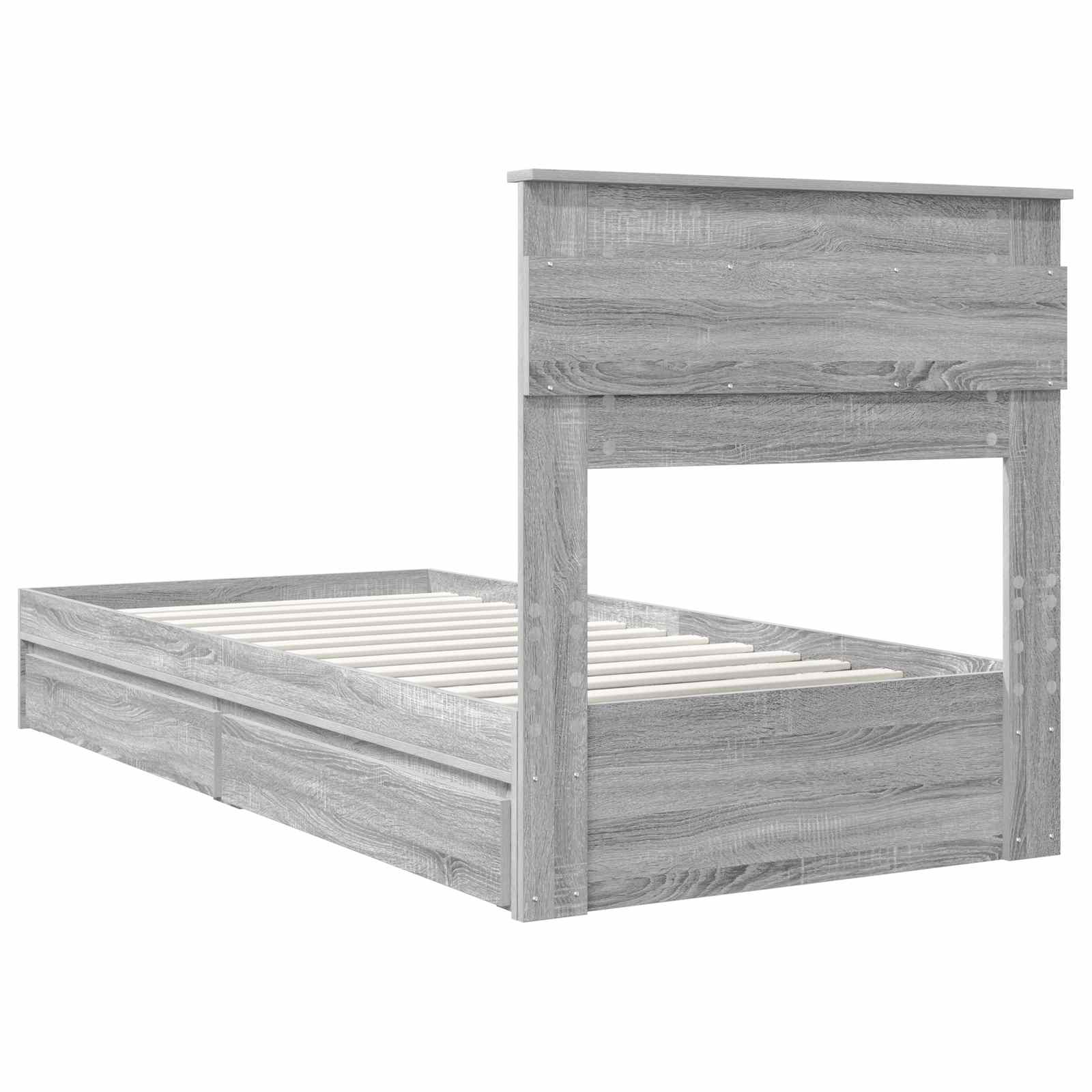 Krevet s od storage Siva Sonoma 90 x 190 cm Konstruirano drvo
