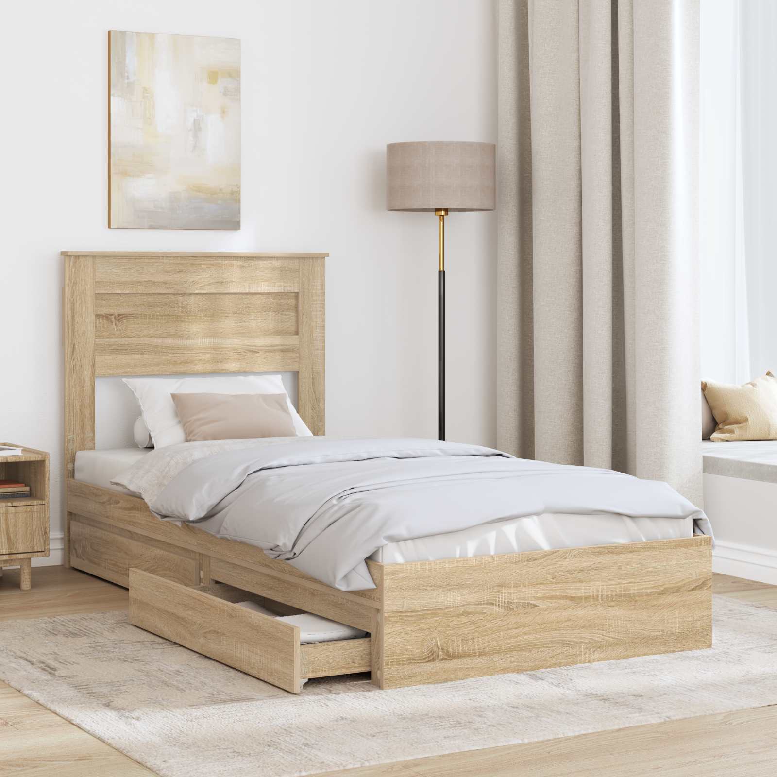 Krevet s od storage Sonoma hrast 90 x 200 cm Konstruirano drvo