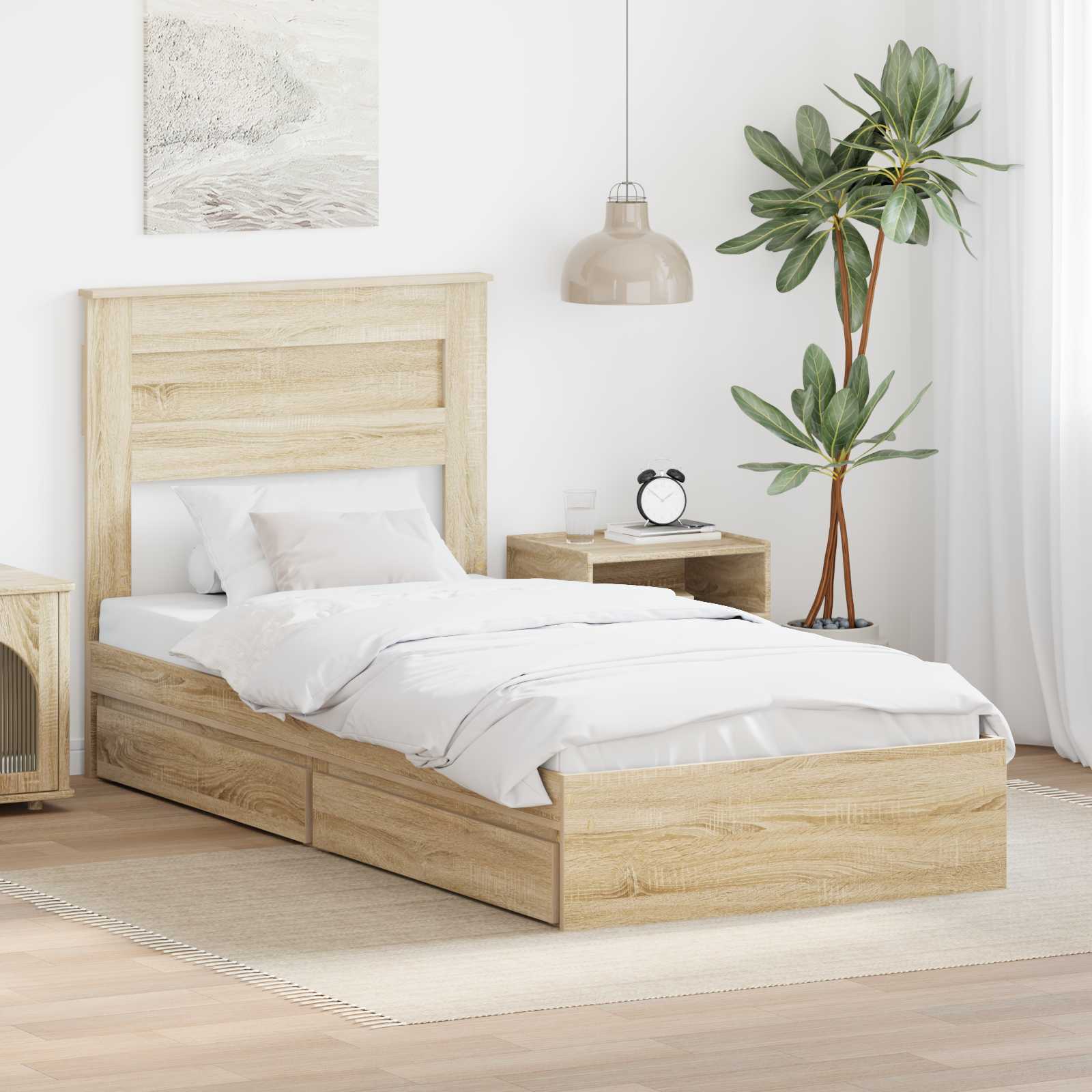 Krevet s od storage Sonoma hrast 75 x 190 cm Konstruirano drvo