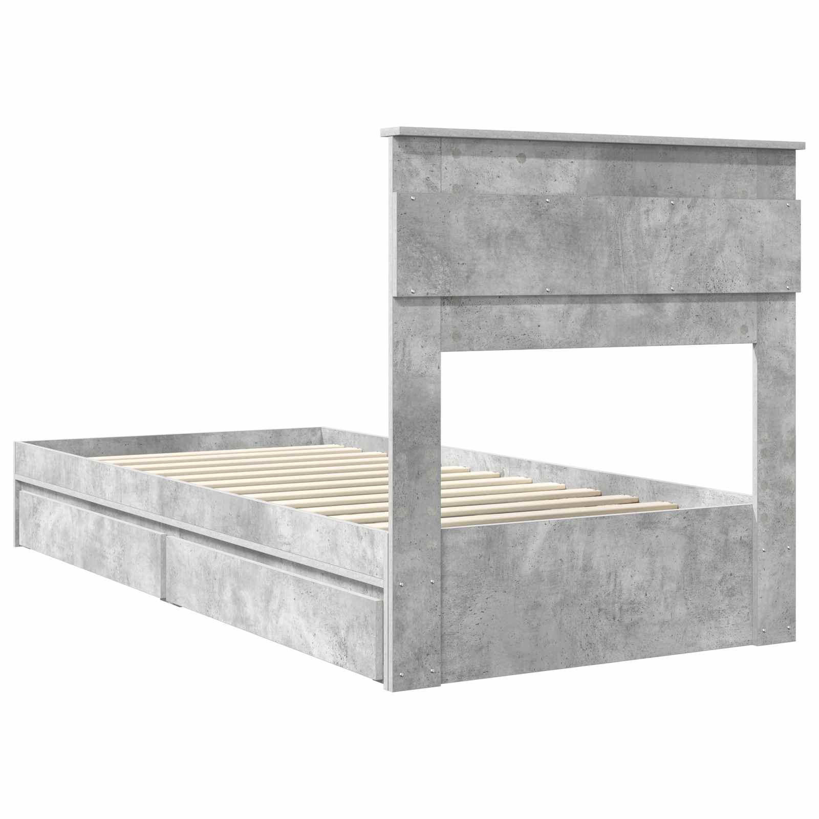 Krevet s od storage Betonski sivi 75 x 190 cm Konstruirano drvo