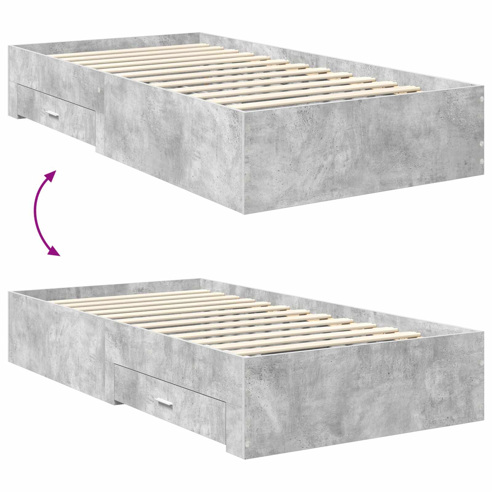 Krevetna konstrukcija s uzglavljem Betonski sivi 100 x 200 cm