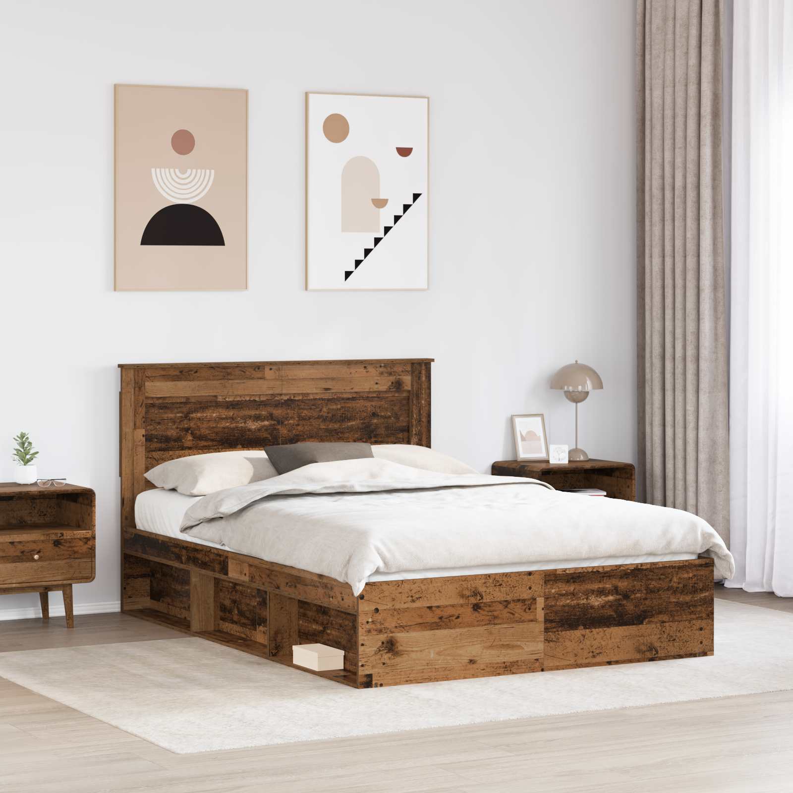 Krevetna konstrukcija s uzglavljem Staro drvo 150 x 200 cm