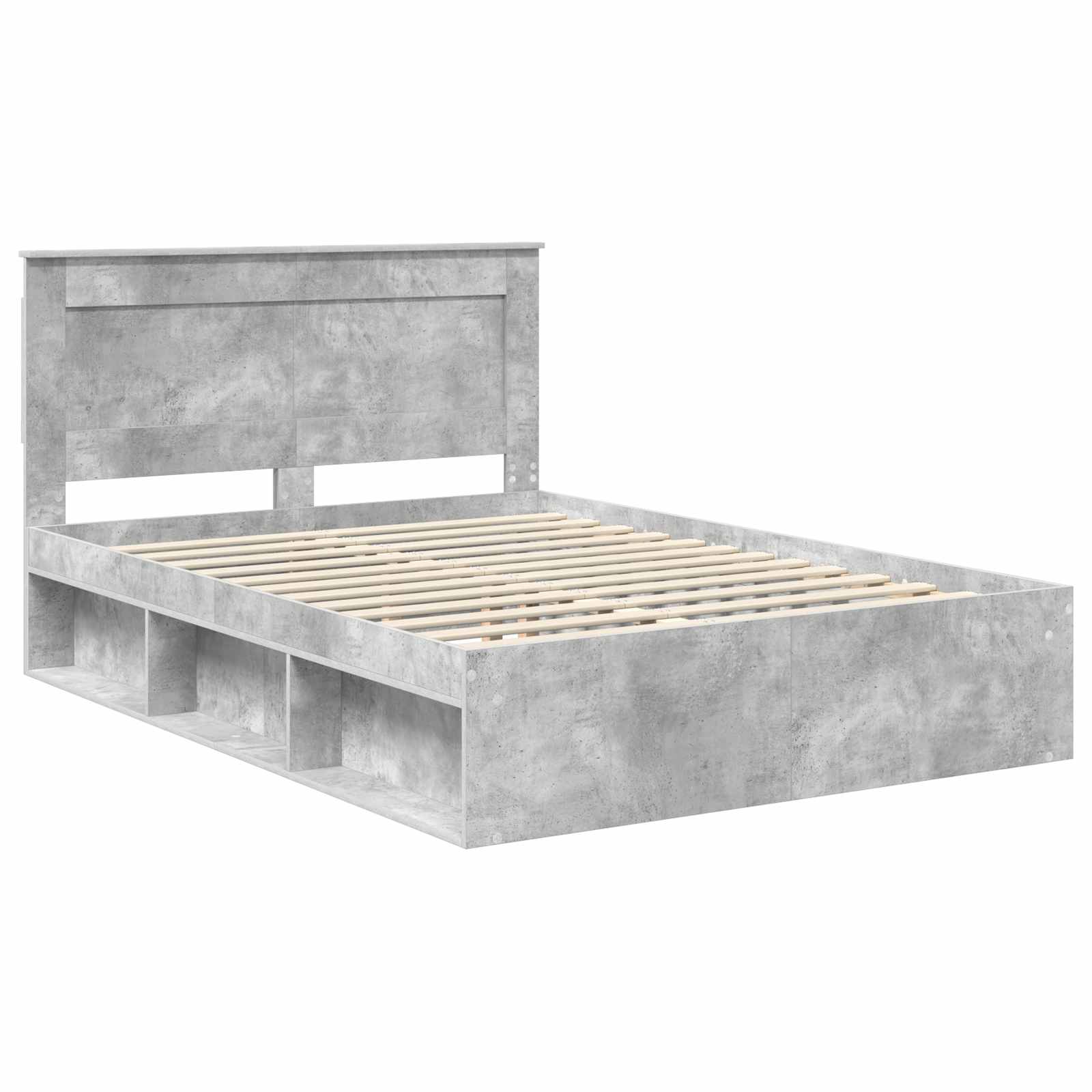 Krevetna konstrukcija Beton 140 x 190 cm Čvrsto borovo drvo