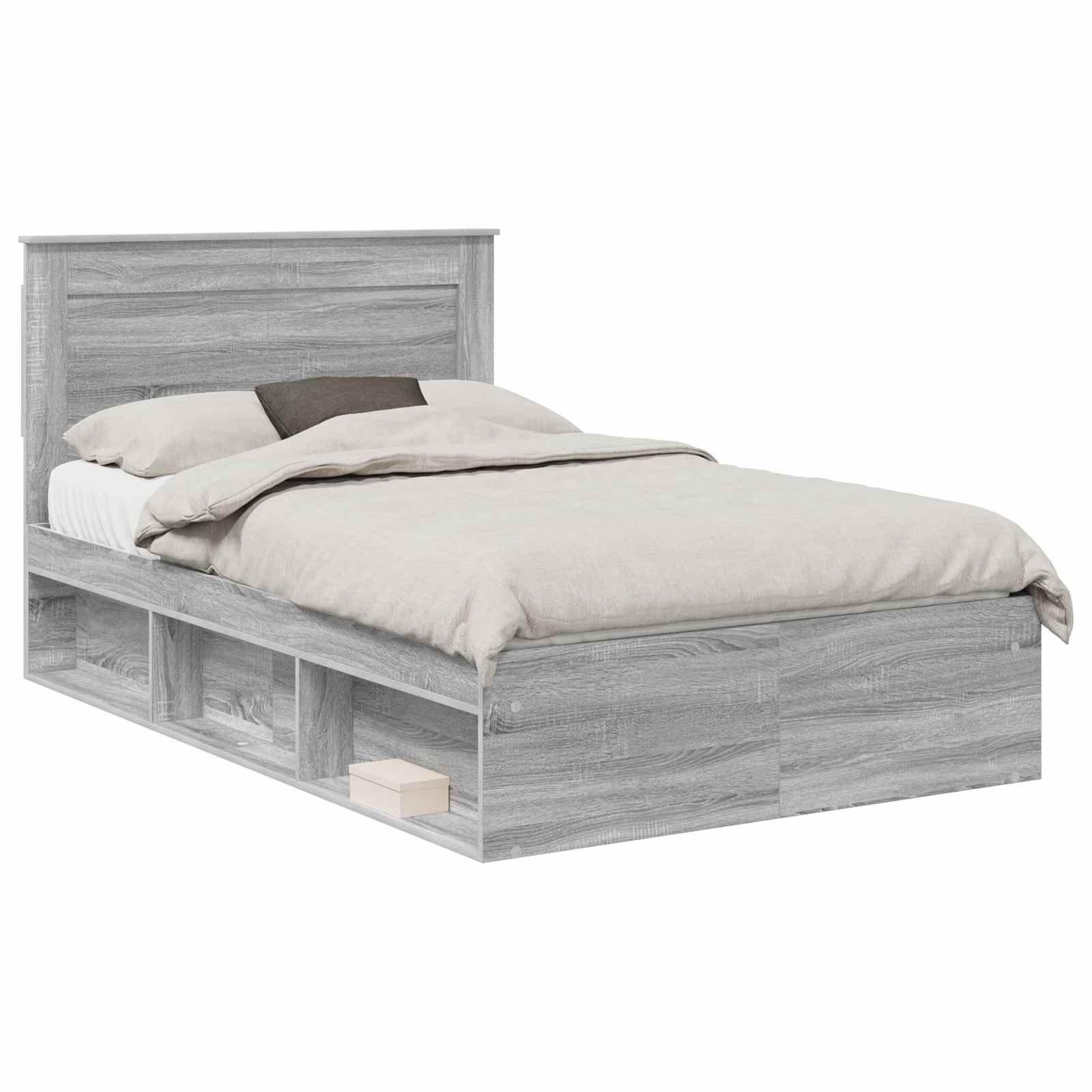 Krevetna konstrukcija s uzglavljem Siva Sonoma 135 x 190 cm