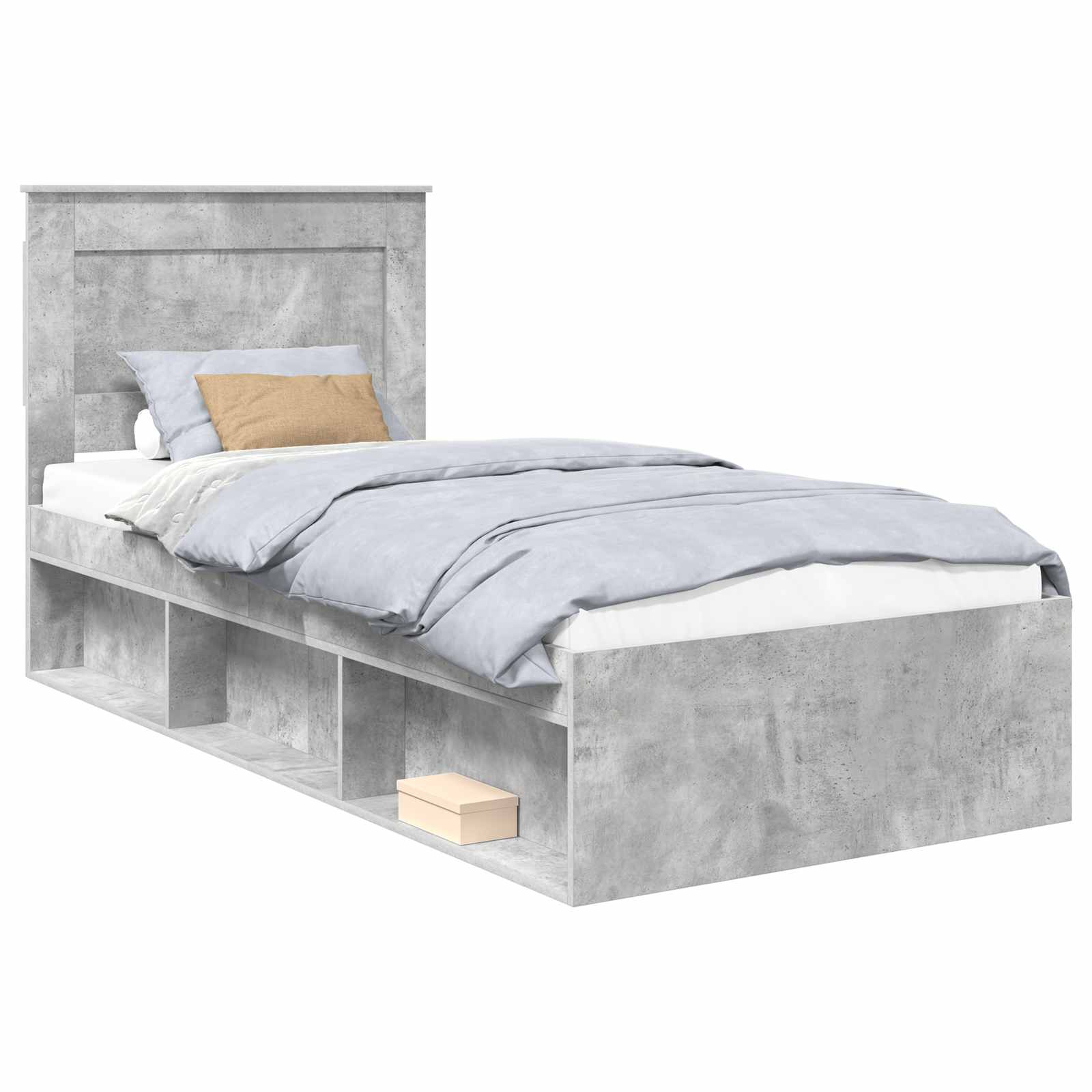 Krevetna konstrukcija s uzglavljem Betonska siva 100 x 200 cm