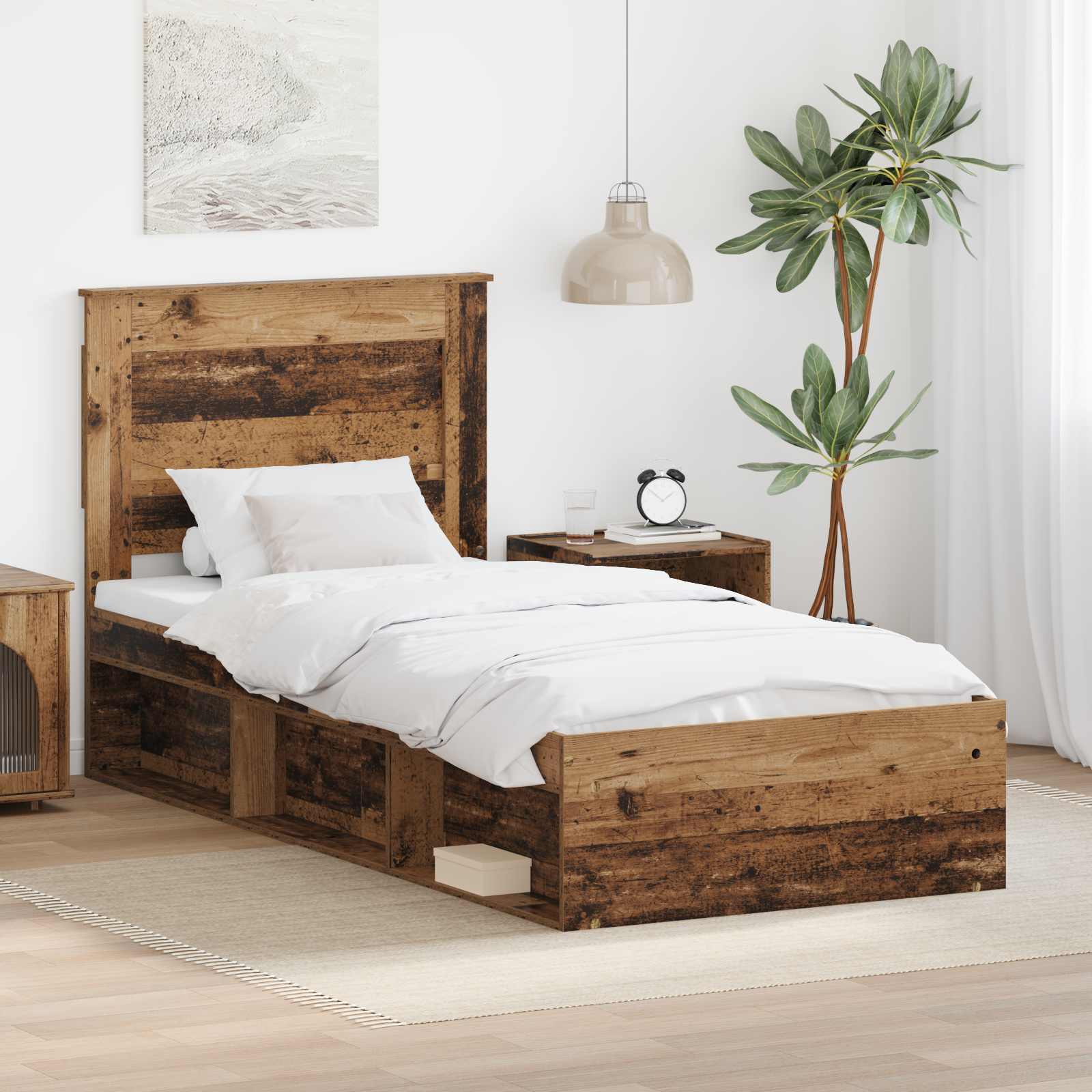 Krevetna konstrukcija s uzglavljem Staro drvo 100 x 200 cm