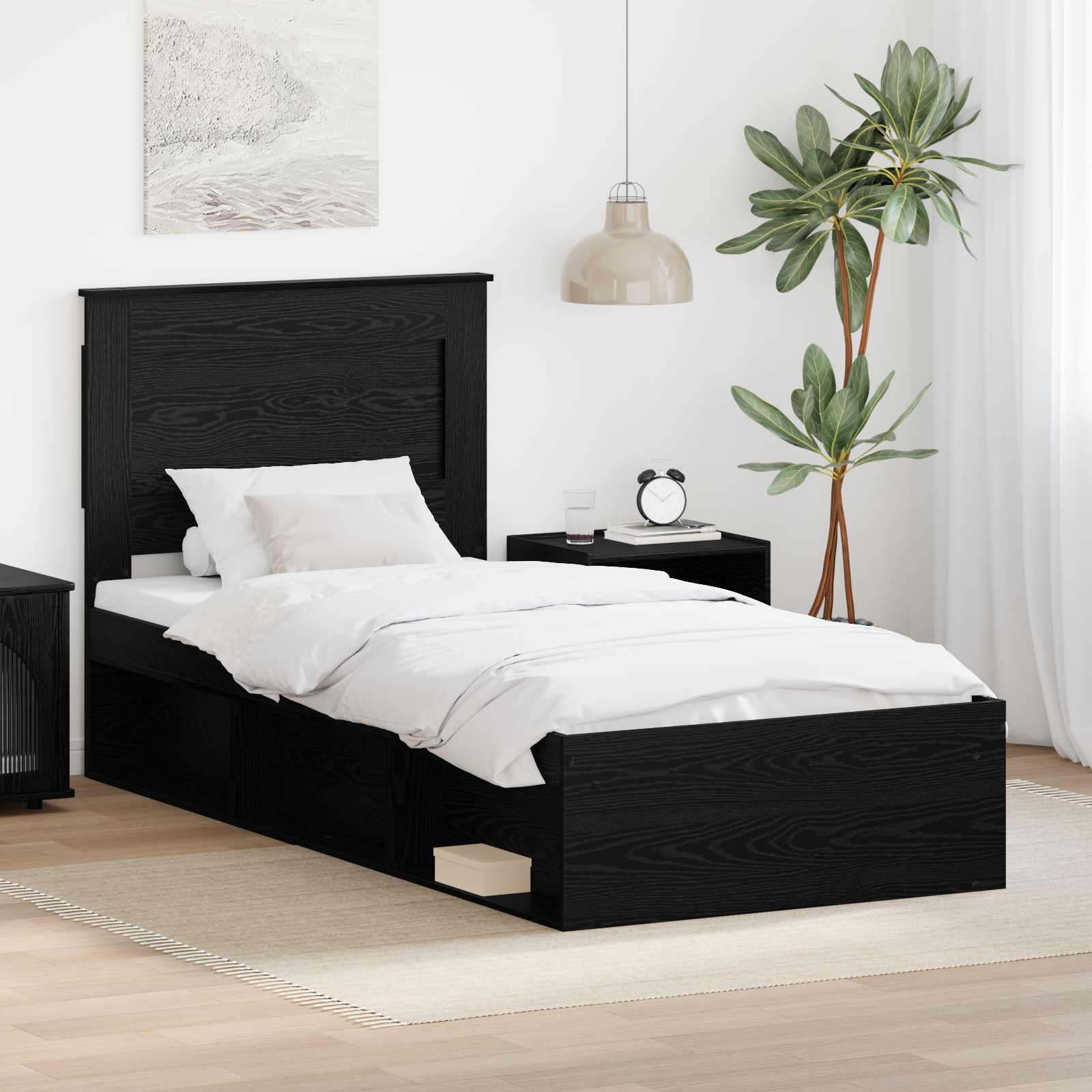 Krevetna konstrukcija Crna 75 x 190 cm Čvrsto borovo drvo