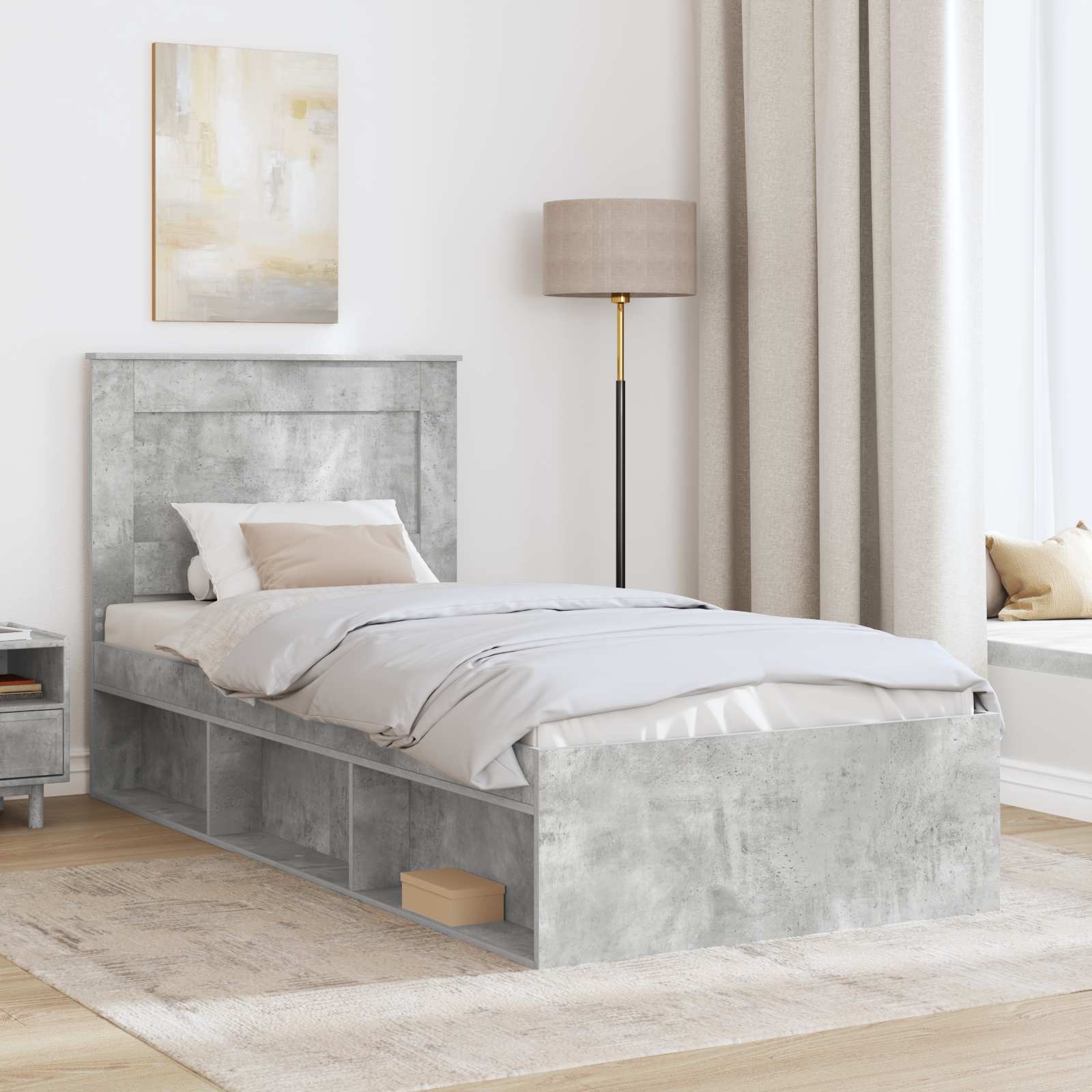 Krevetna konstrukcija s uzglavljem Betonska siva 75 x 190 cm