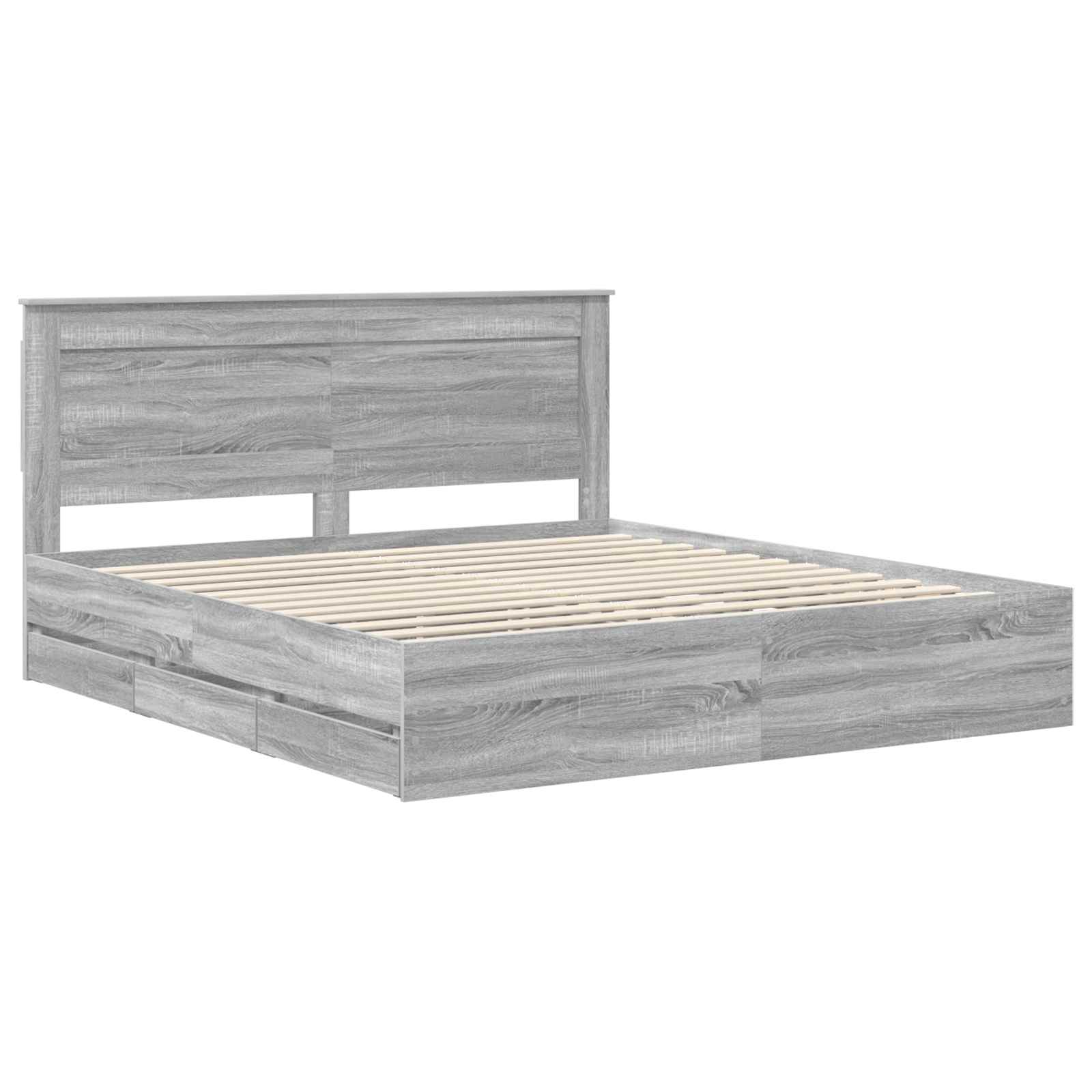 Krevetna konstrukcija Siva Sonoma 200 x 200 cm Inženjersko Drvo
