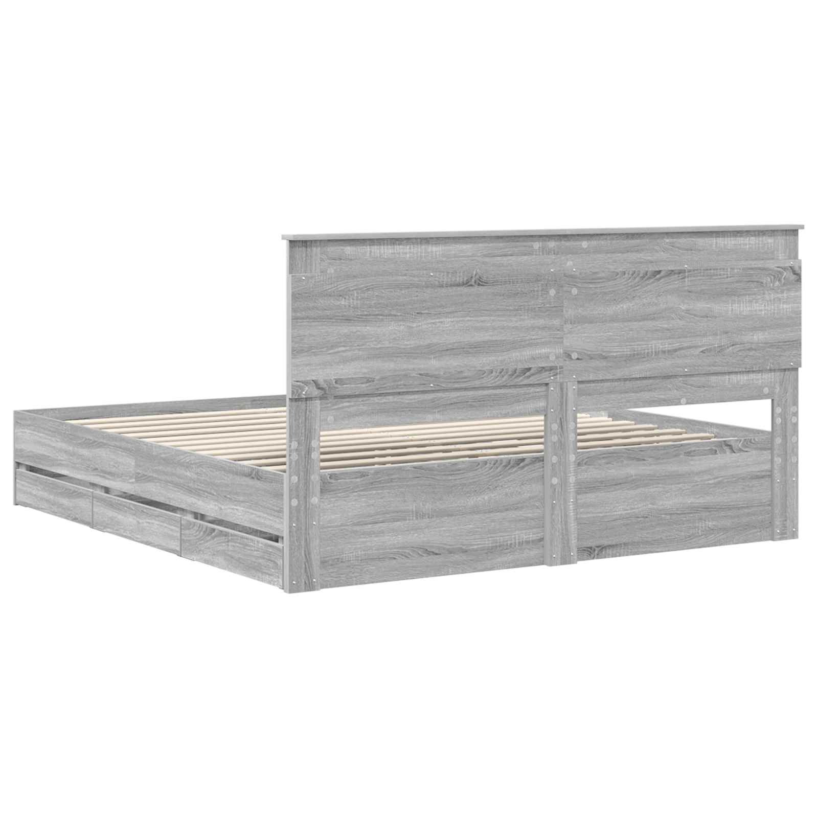 Krevetna konstrukcija Siva Sonoma 200 x 200 cm Inženjersko Drvo