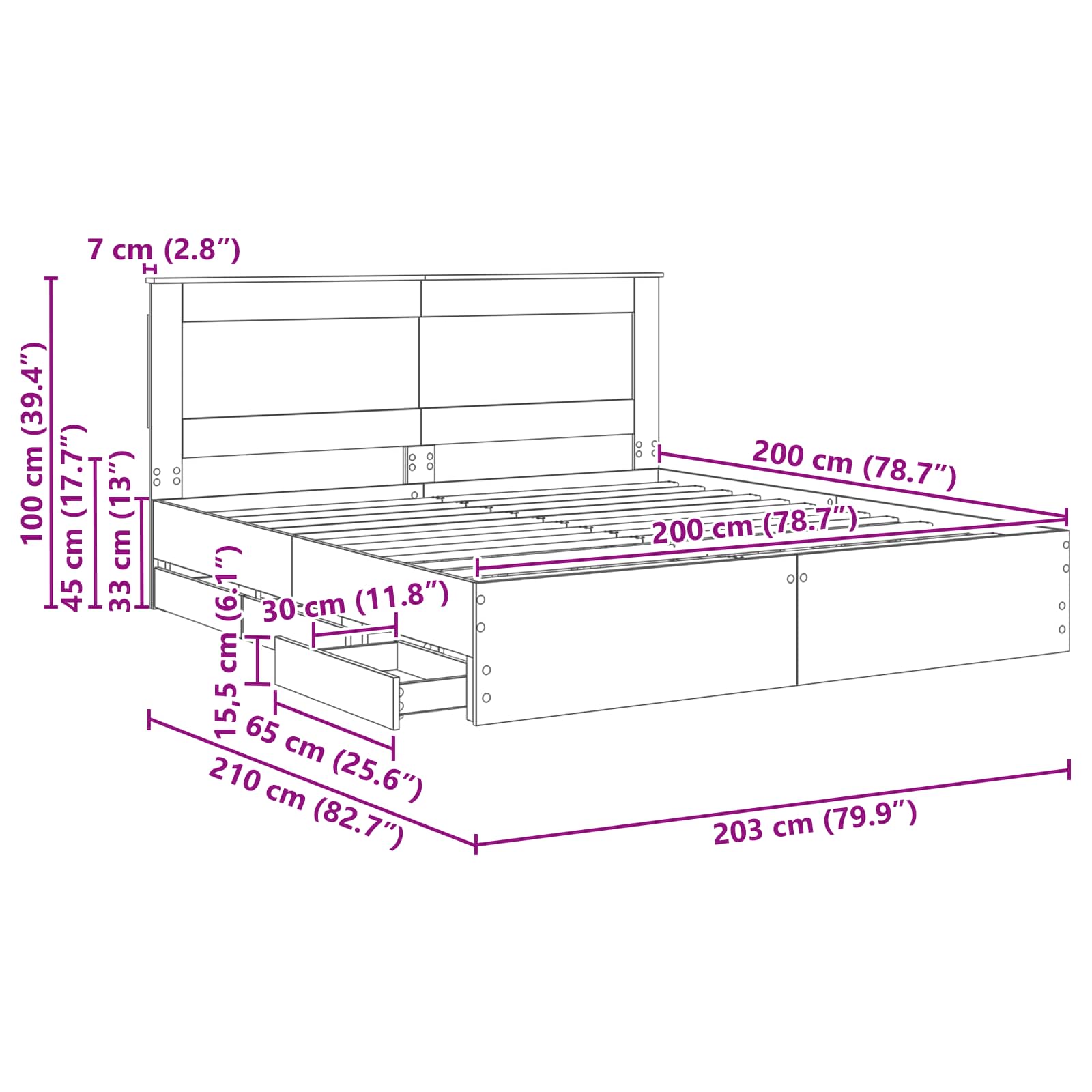 Krevetna konstrukcija Siva Sonoma 200 x 200 cm Inženjersko Drvo