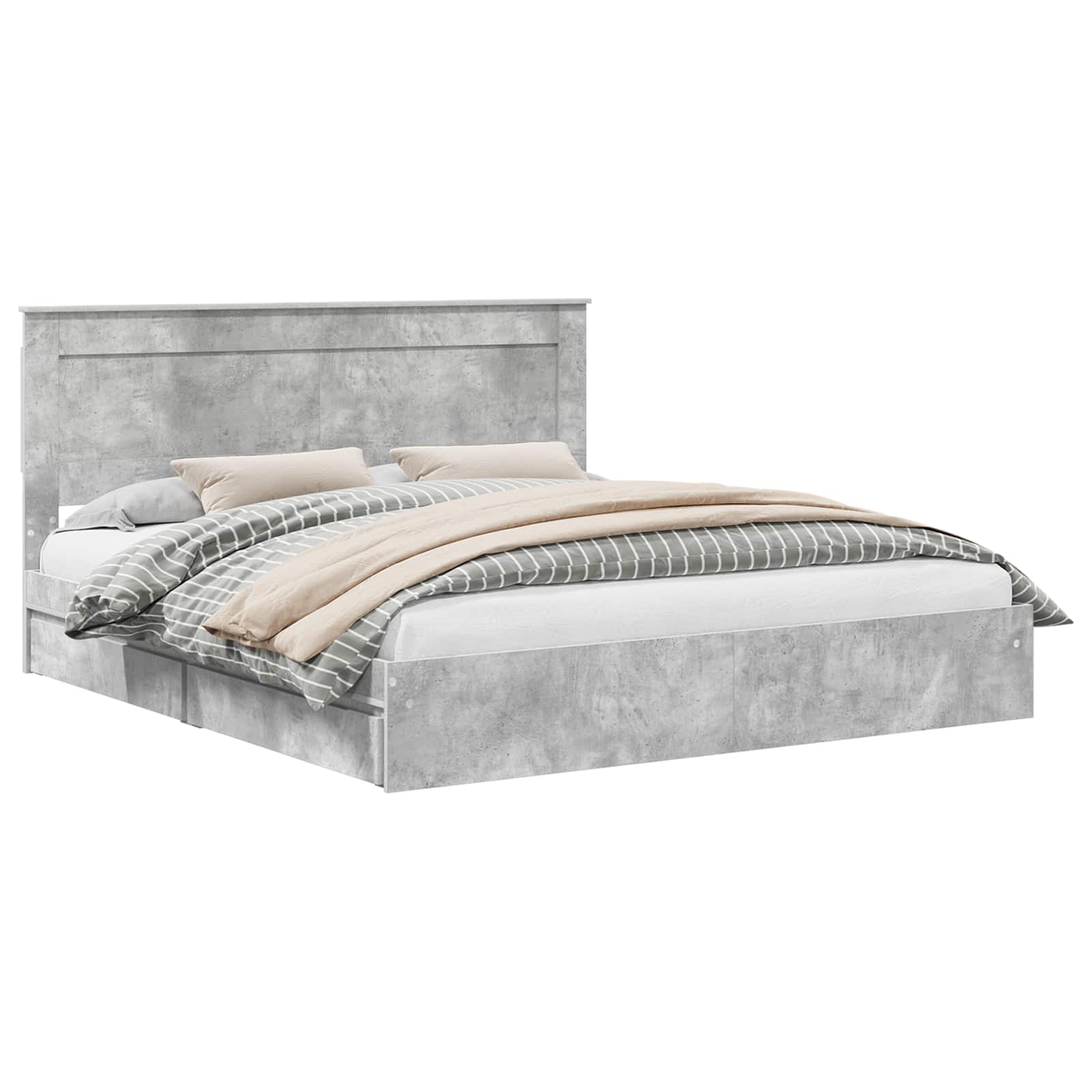 Krevet s od storage s uzglavljem Betonski sivi 200 x 200 cm