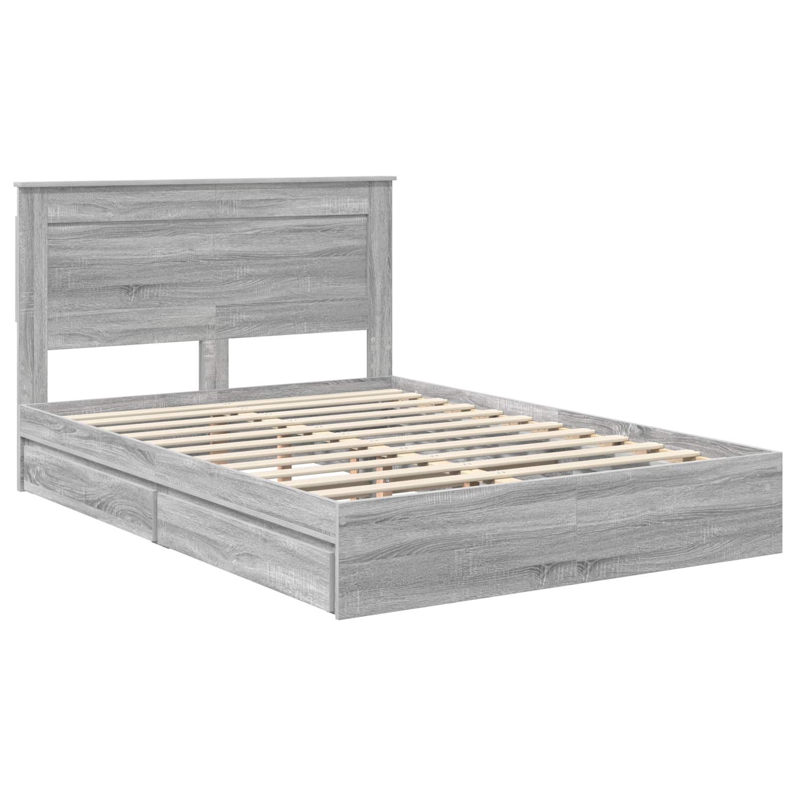 Krevet s od storage Siva Sonoma 160 x 200 cm Konstruirano drvo