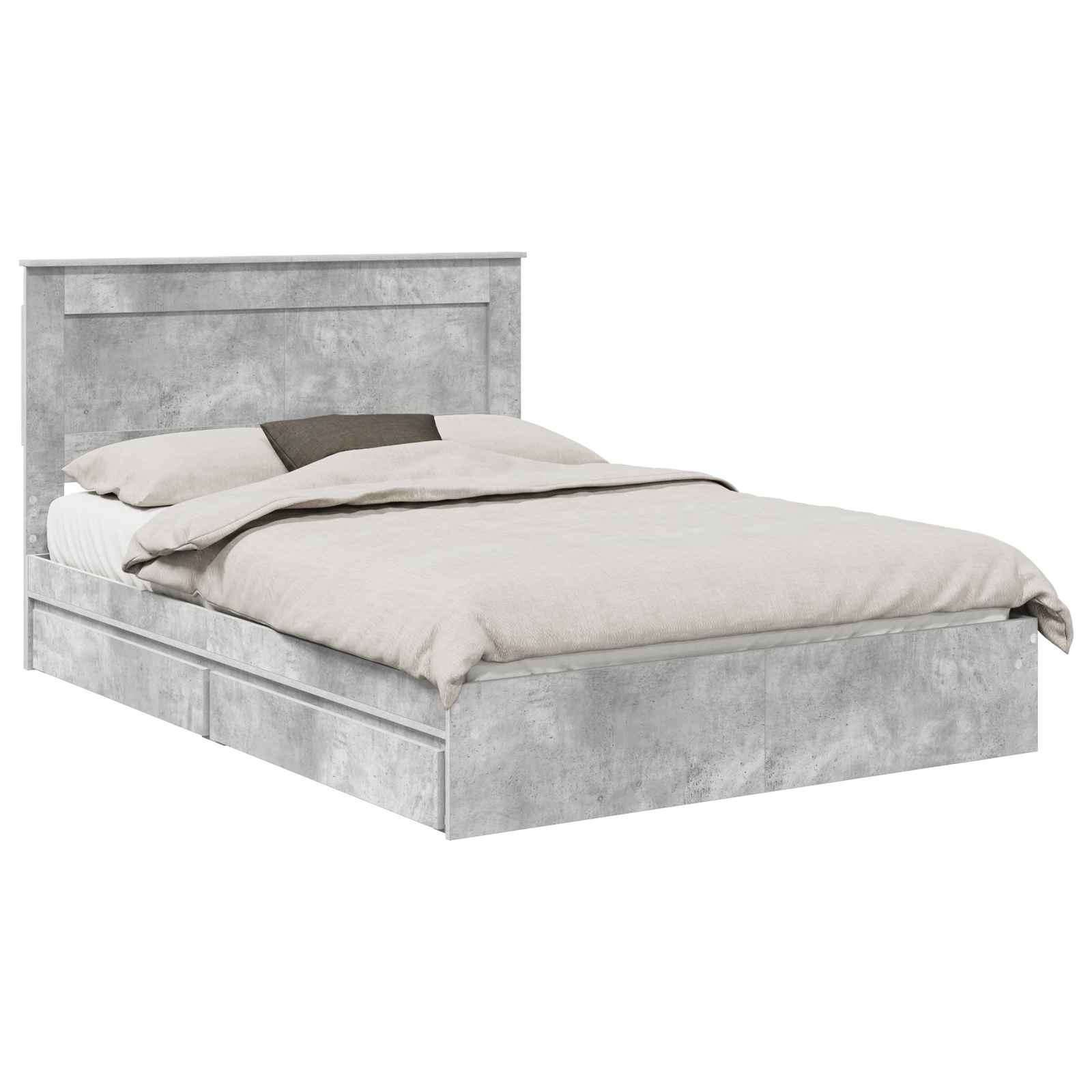 Krevet s od storage s uzglavljem Betonski sivi 150 x 200 cm