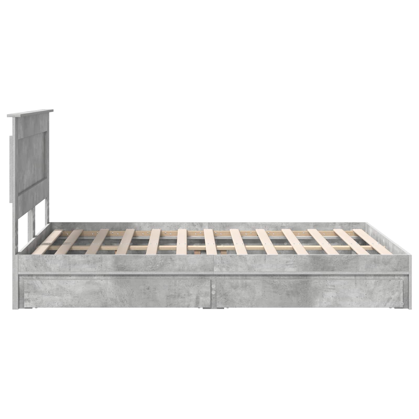 Krevet s od storage s uzglavljem Betonski sivi 150 x 200 cm