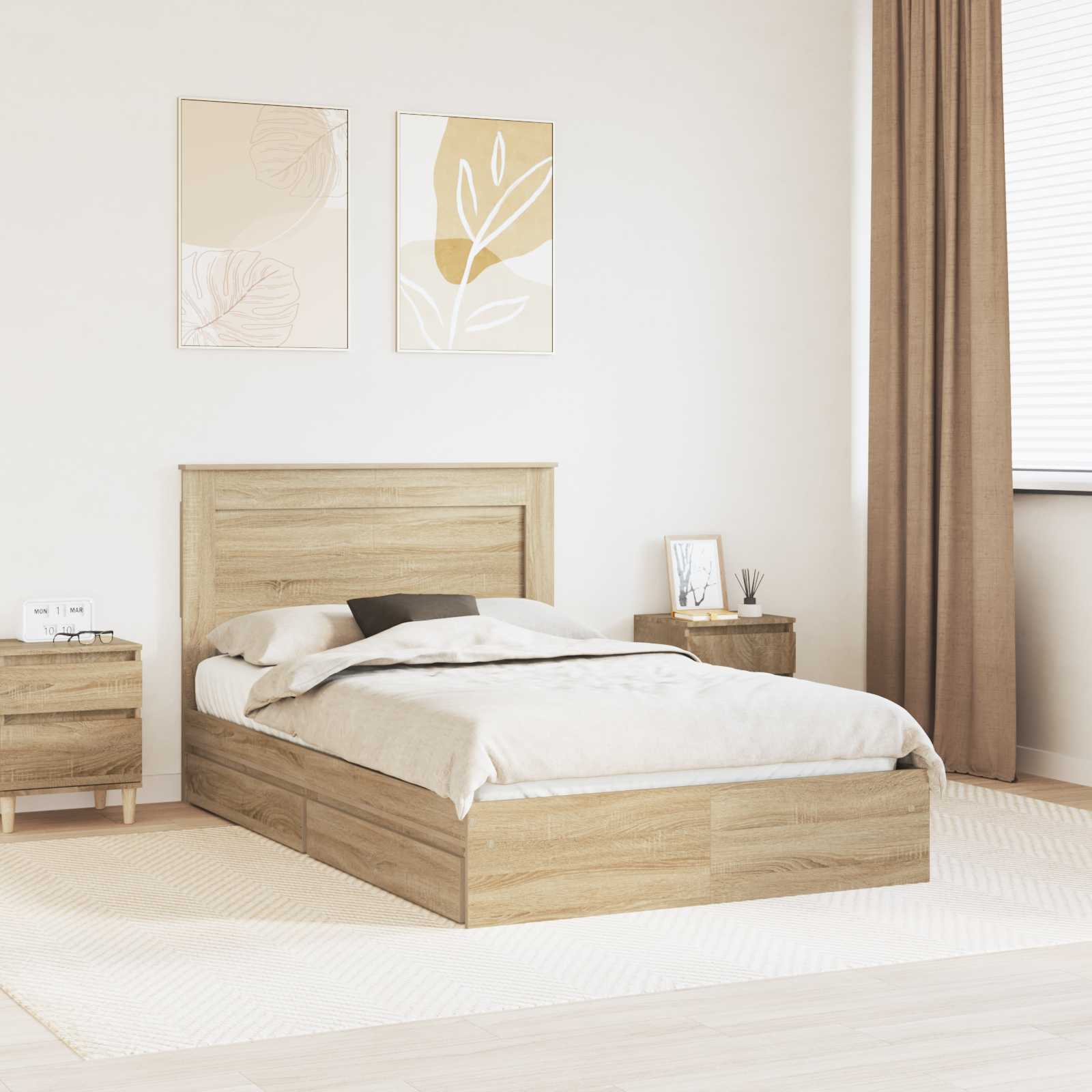 Krevet s od storage Sonoma hrast 120 x 200 cm Konstruirano drvo