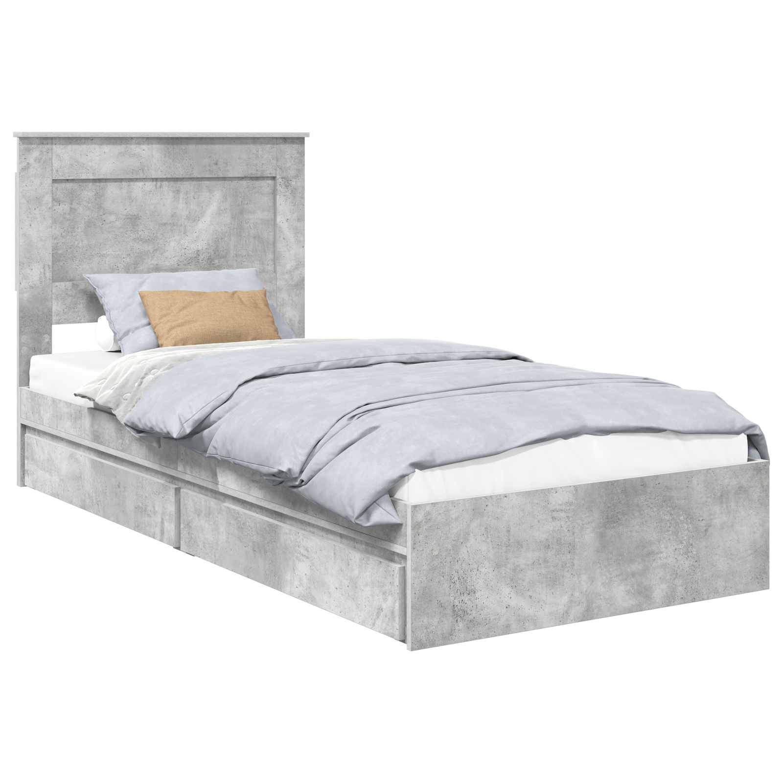 Krevet s od storage s uzglavljem Betonski sivi 100 x 200 cm