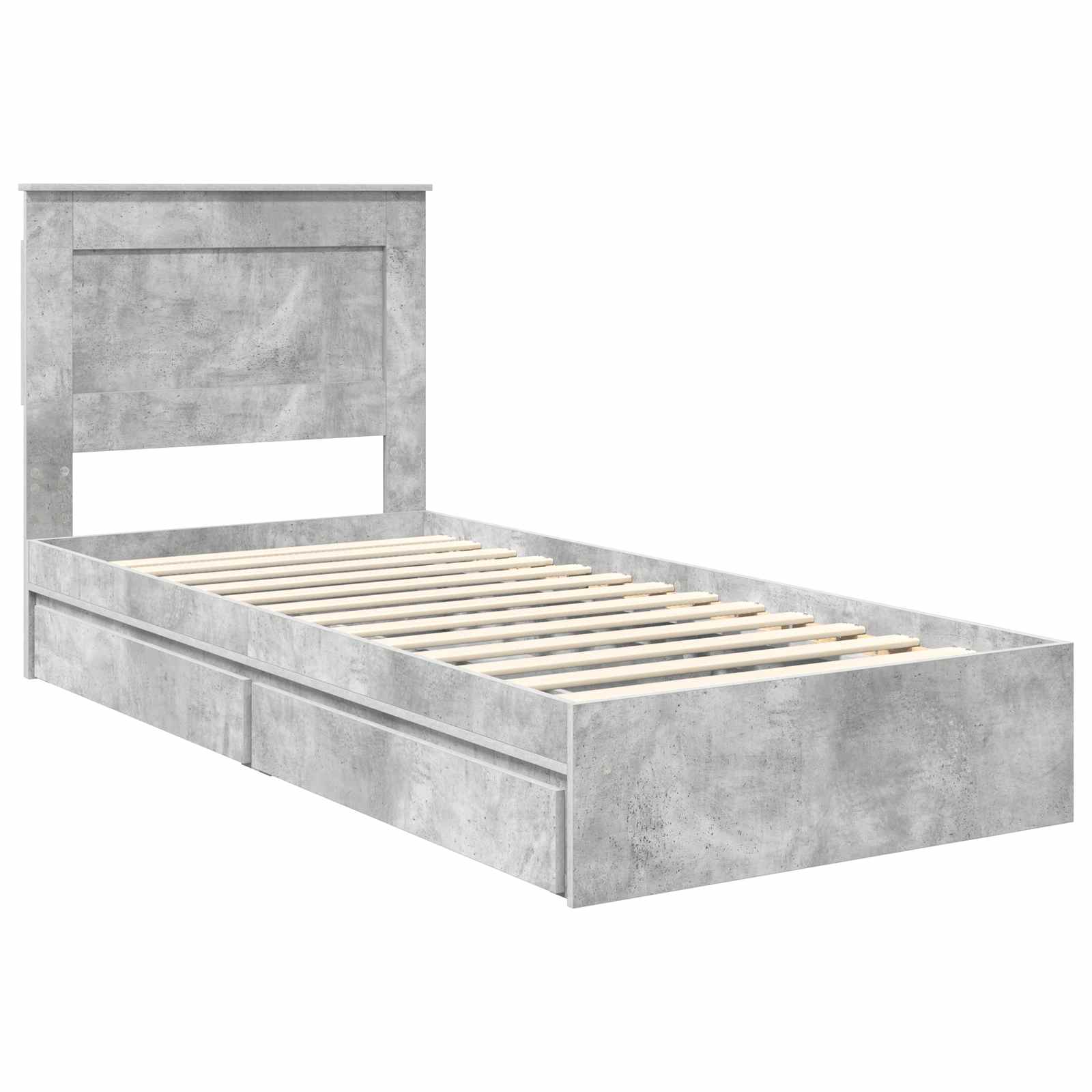 Krevet s od storage s uzglavljem Betonski sivi 100 x 200 cm