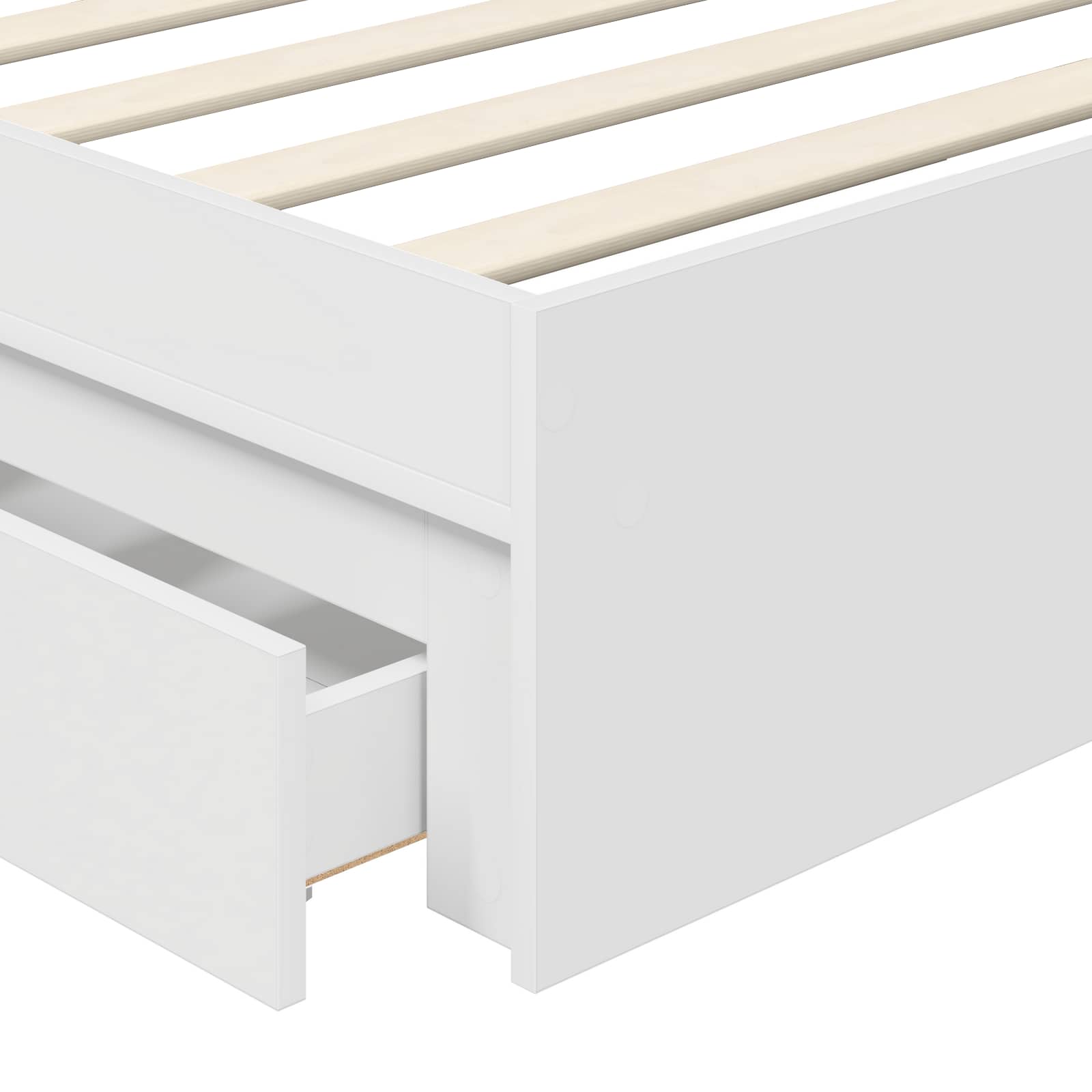 Krevet s od storage Bijelo 75 x 190 cm Konstruirano drvo