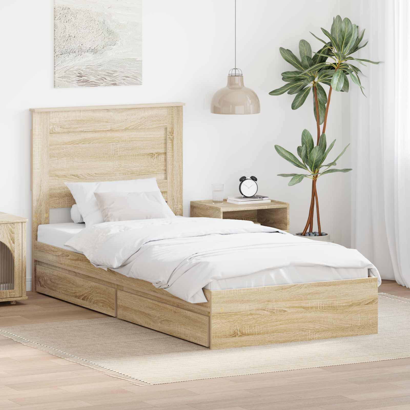 Krevet s od storage Sonoma hrast 75 x 190 cm Konstruirano drvo