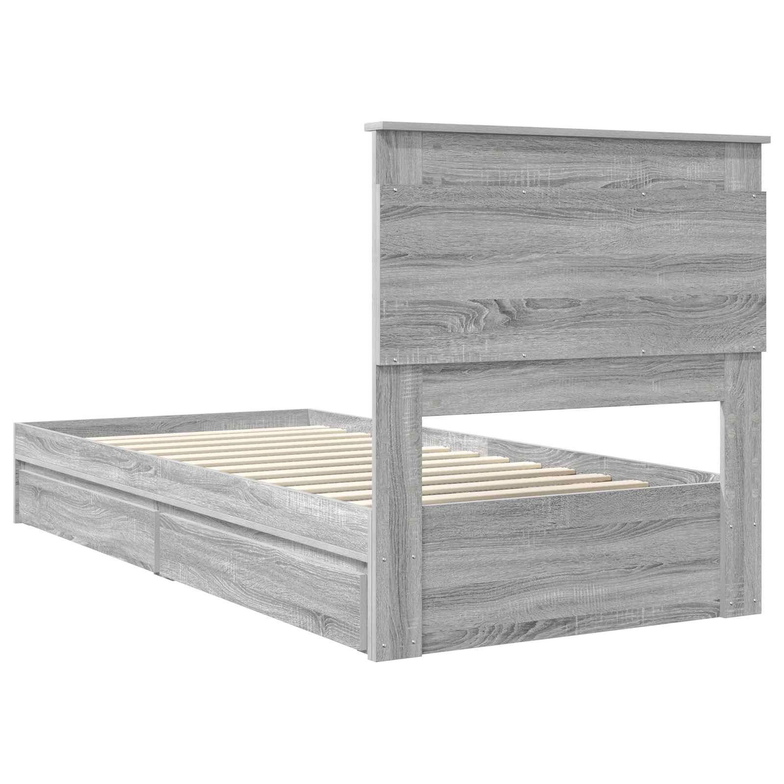 Krevet s od storage Siva Sonoma 75 x 190 cm Konstruirano drvo