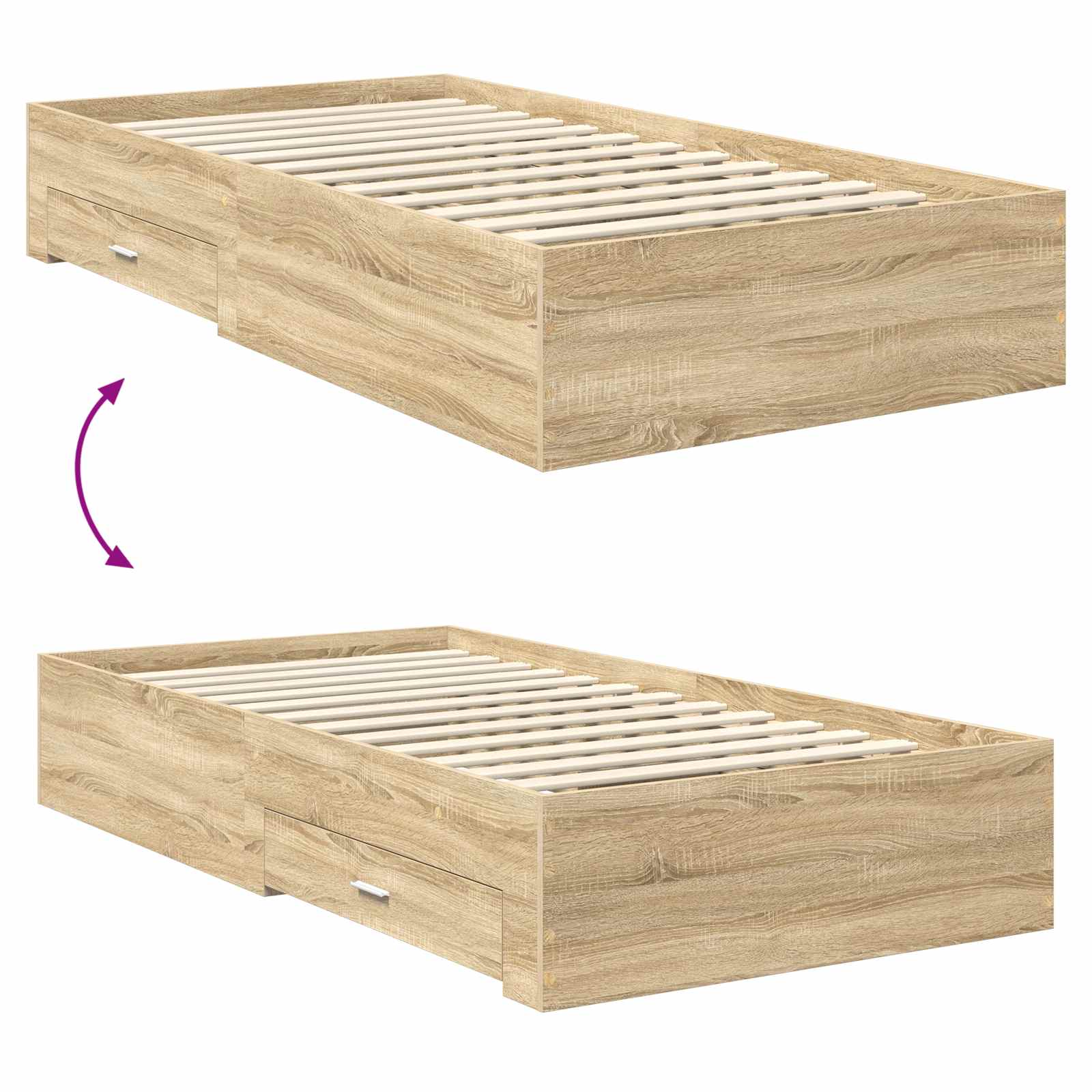 Krevetna konstrukcija s ladicama Sonoma hrast 100 x 200 cm