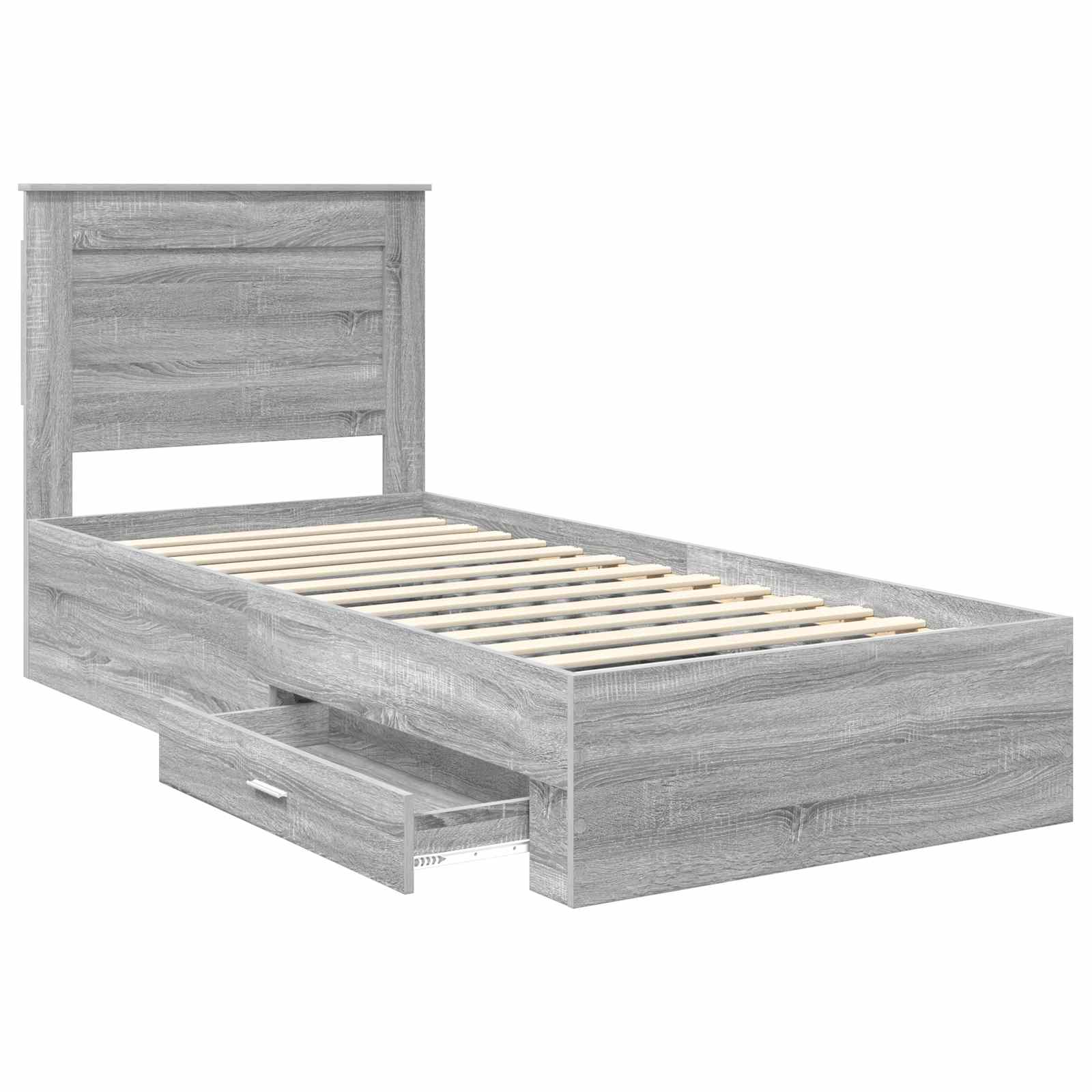 Krevetna konstrukcija Sivi Sonoma i srebrna 75 x 190 cm