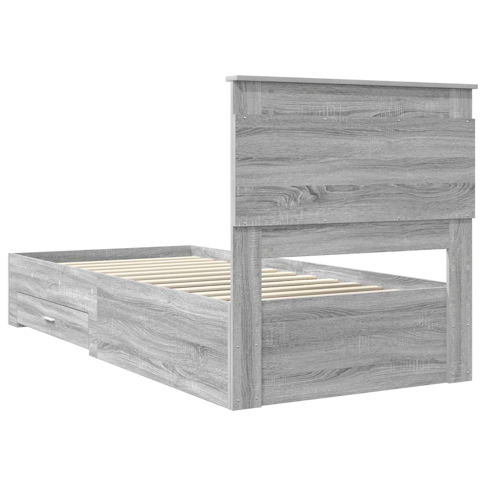 Krevetna konstrukcija Sivi Sonoma i srebrna 75 x 190 cm