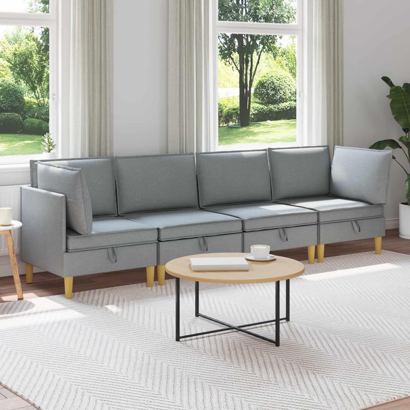 Modularni set sofe sa skladištem 4 pcs Svjetlosiva Tkanina