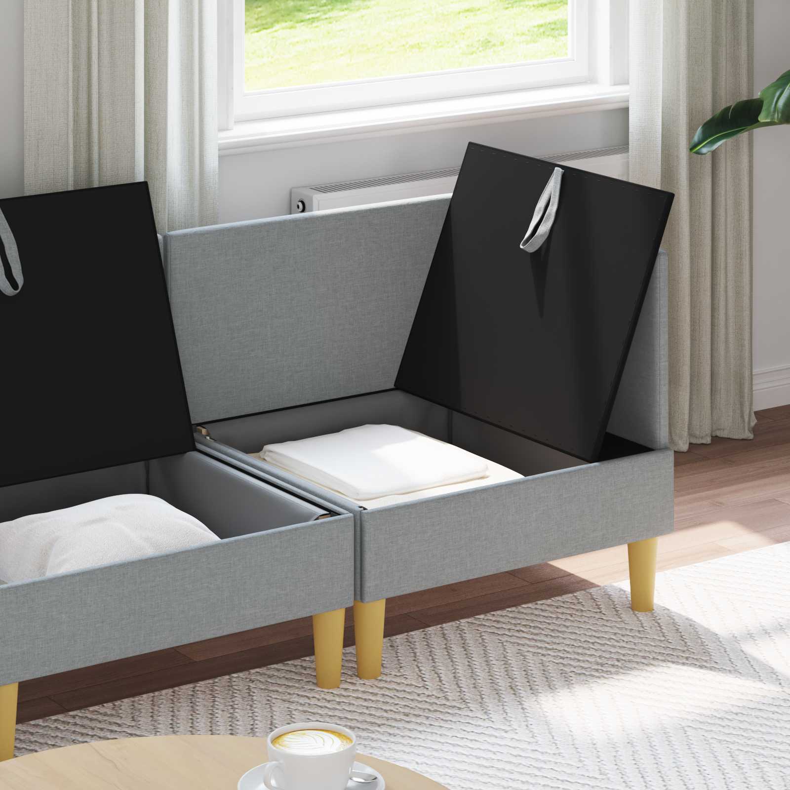 Set namještaja za dnevni boravak 4 pcs Svjetlosiva Tkanina