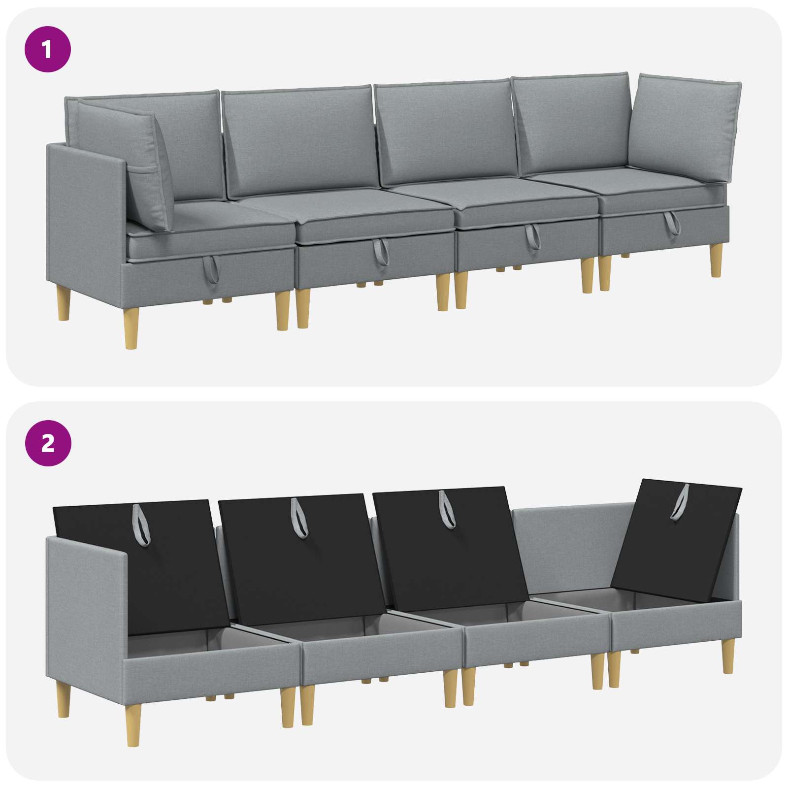 Set namještaja za dnevni boravak 4 pcs Svjetlosiva Tkanina