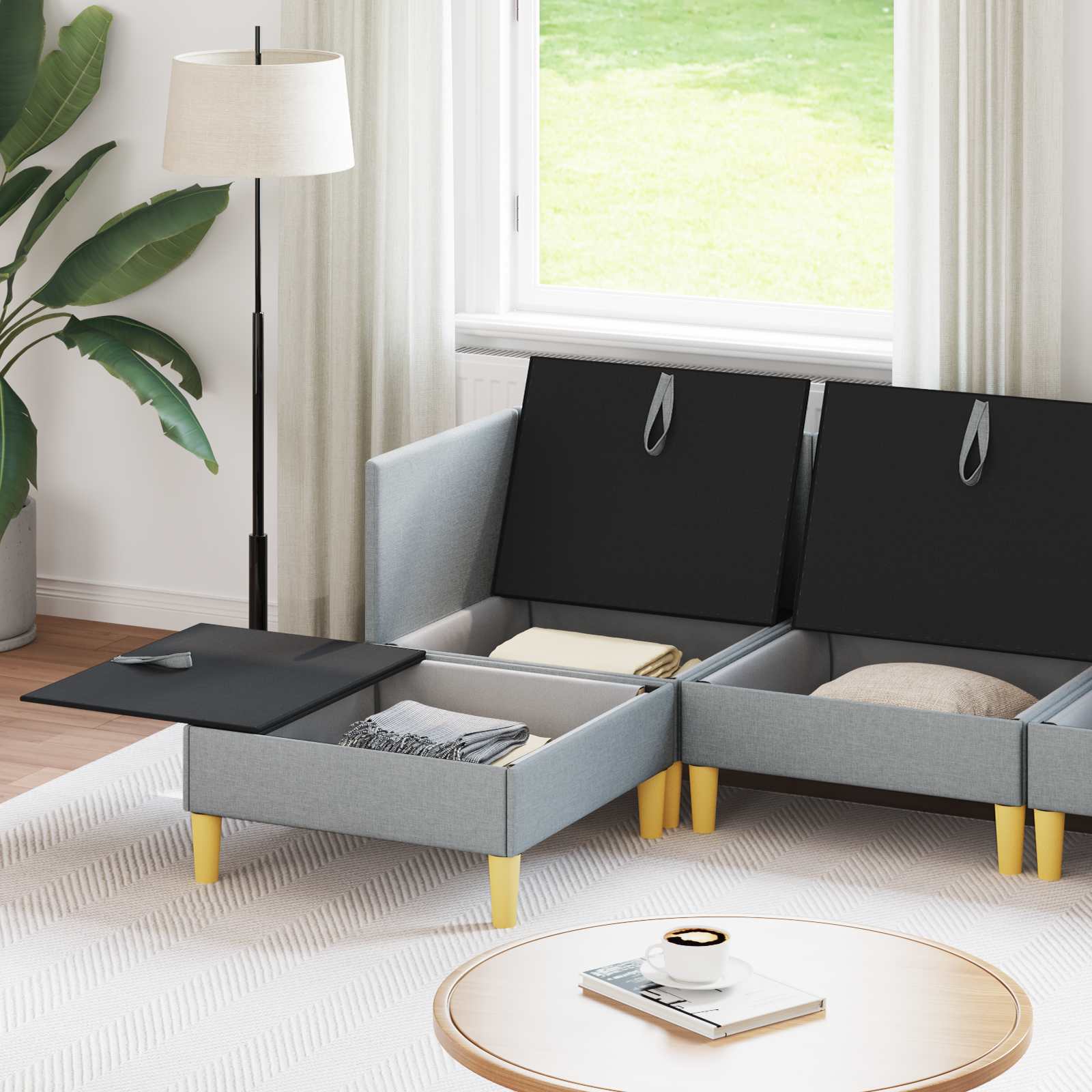 Set namještaja za dnevni boravak 6 pcs Svjetlosiva Tkanina