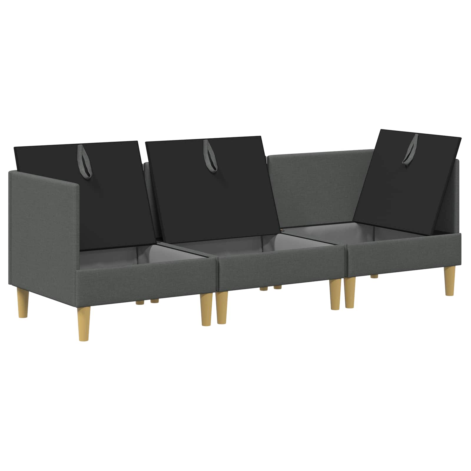 Set namještaja za dnevni boravak 3 pcs Tamnosiva Tkanina