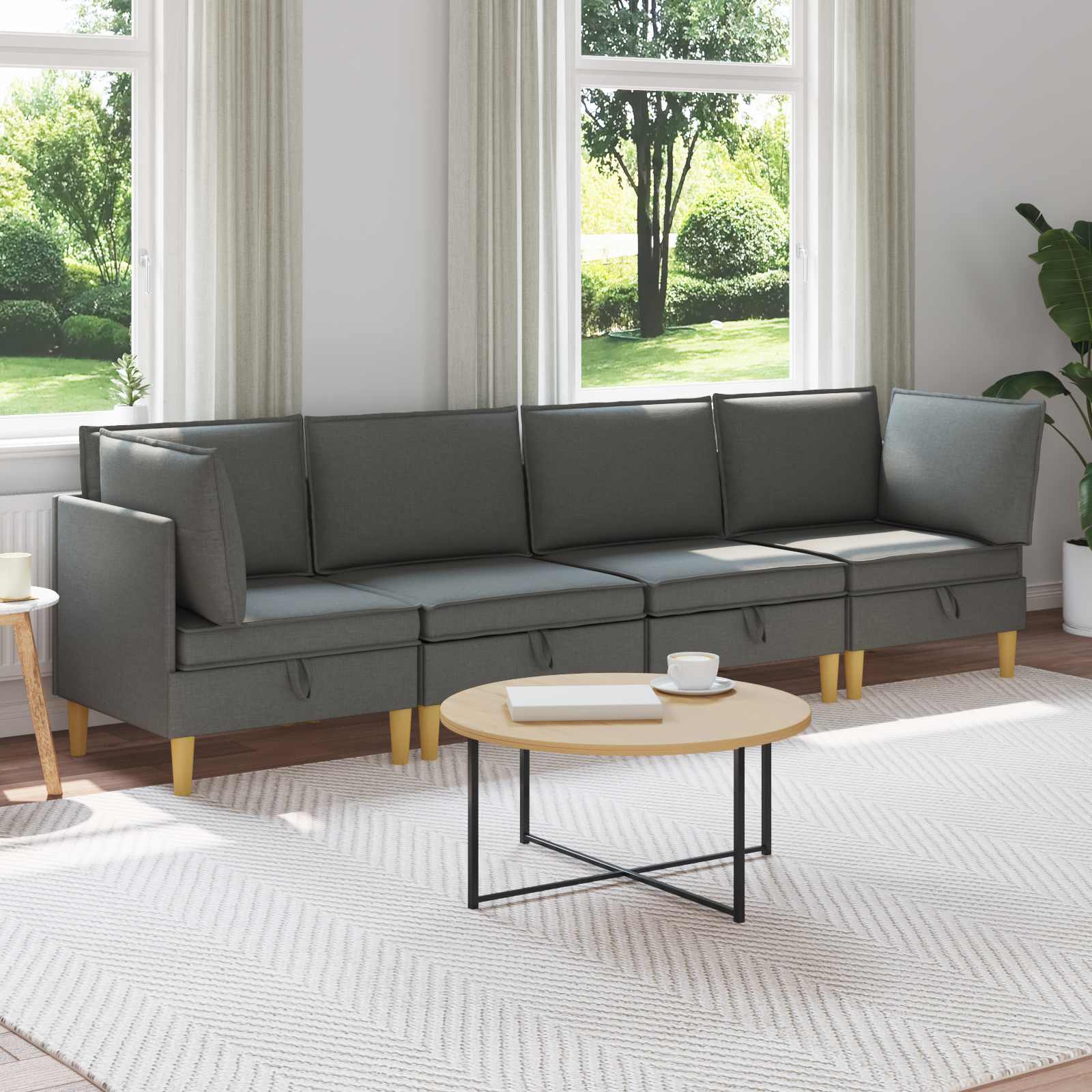 Modularni set sofe sa skladištem 4 pcs Tamnosiva Tkanina
