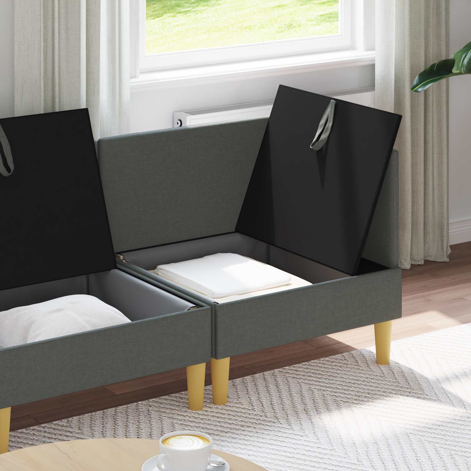 Set namještaja za dnevni boravak 4 pcs Tamnosiva Tkanina