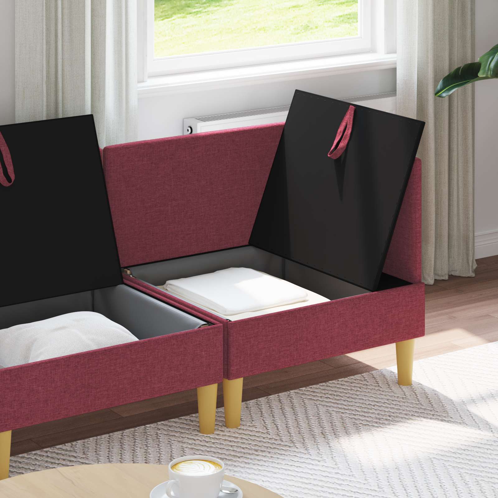 Set namještaja za dnevni boravak 3 pcs Vinska crvena Tkanina
