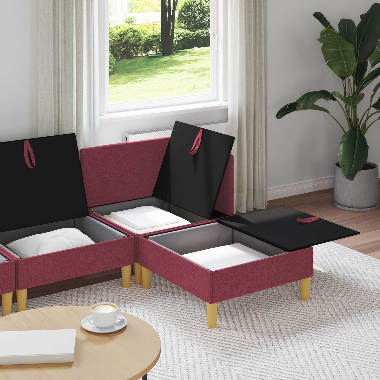 Set namještaja za dnevni boravak 4 pcs Vinska crvena Tkanina