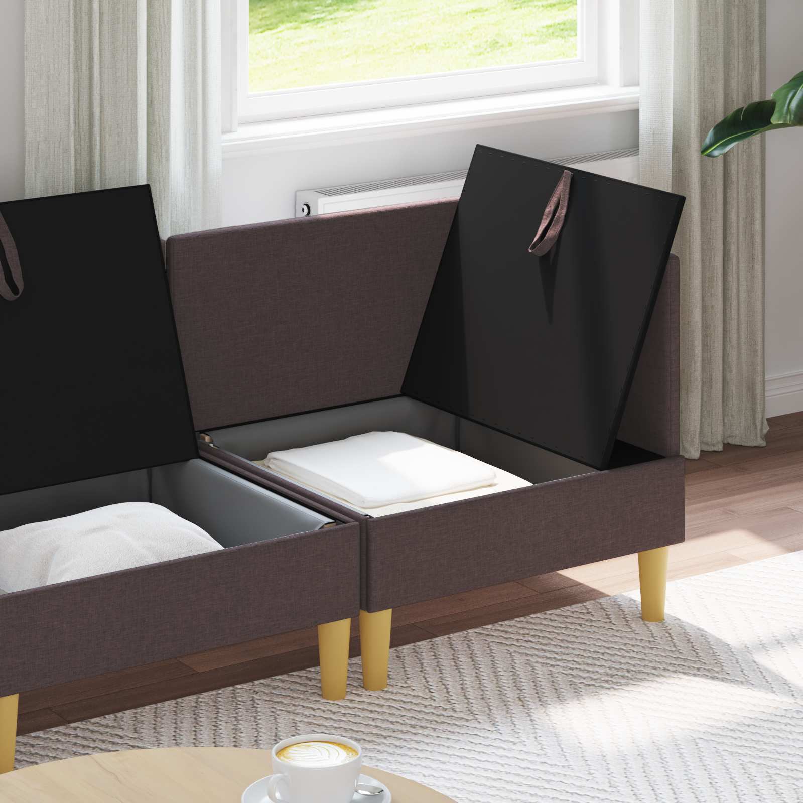 Set namještaja za dnevni boravak 3 pcs Tamno smeđa Tkanina